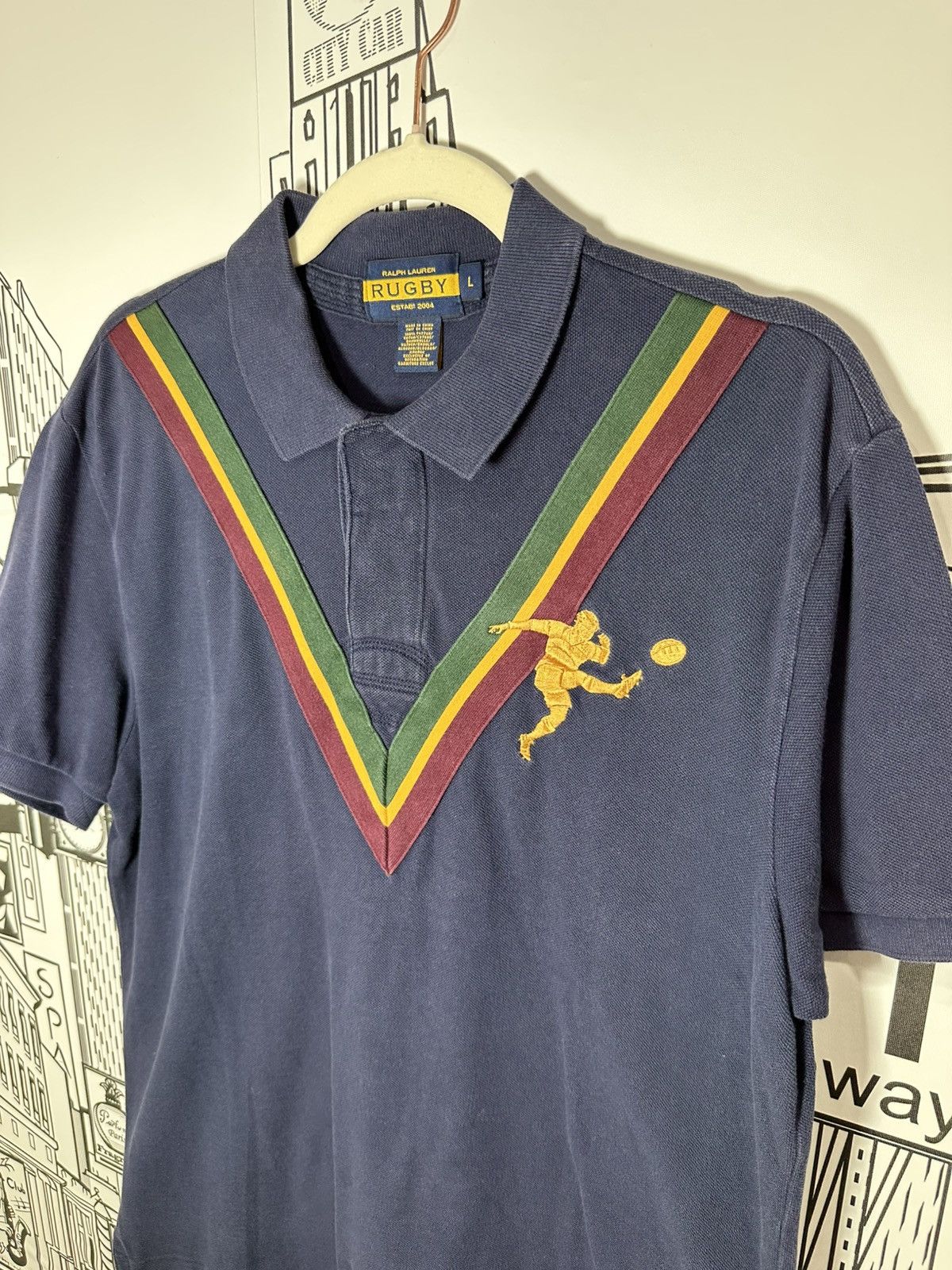Rugby Ralph Lauren Rugby Ralph Lauren Big Kicker Chevron Pattern Polo Navy L Size US L / EU 52-54 / 3 - 2 Thumbnail