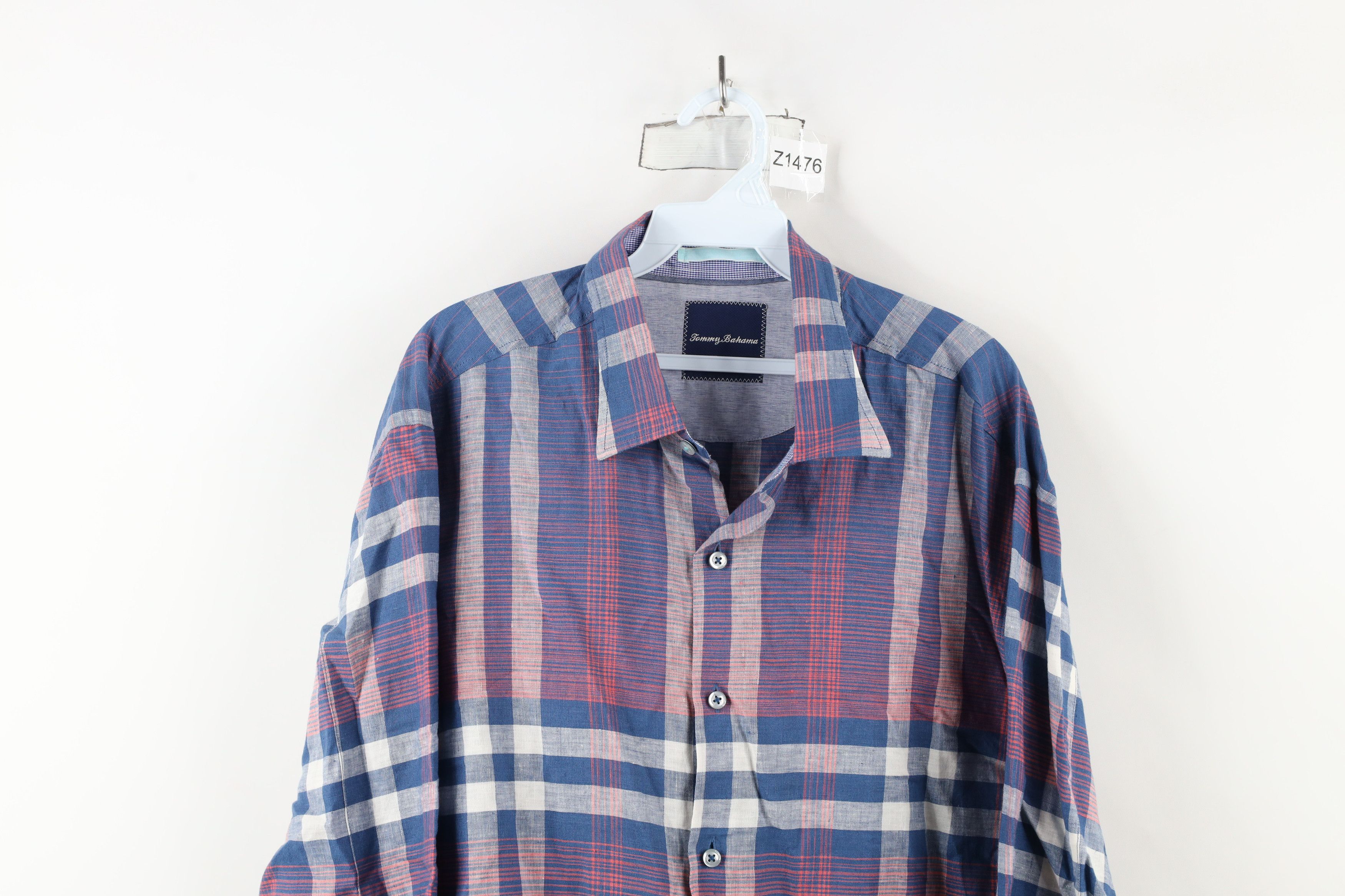Tommy Bahama × Vintage Tommy Bahama Linen Blend Collared Button Shirt Plaid Size US L / EU 52-54 / 3 - 2 Thumbnail