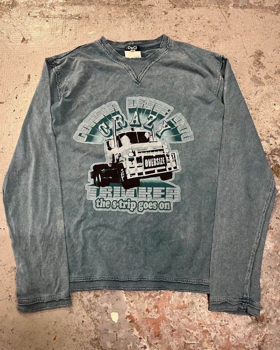 Dolce & Gabbana AW2004 Dolce & Gabbana Blue Teal Truck Graphic Longsleeve Size XS / US 0-2 / IT 36-38 - 4 Thumbnail