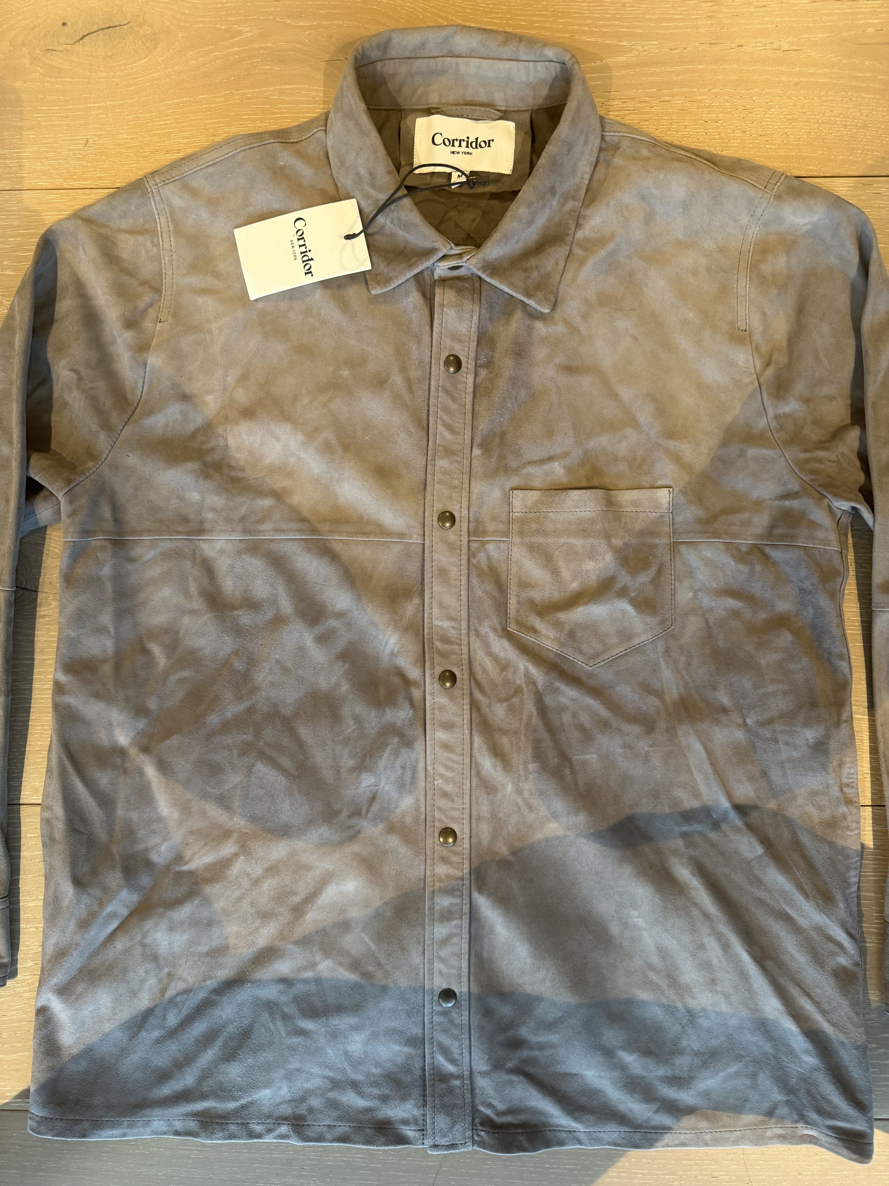 Corridor 💚 Corridor NYC Goat Suede Snap Shirt Grey Medium NEW Size US M / EU 48-50 / 2 - 7 Thumbnail