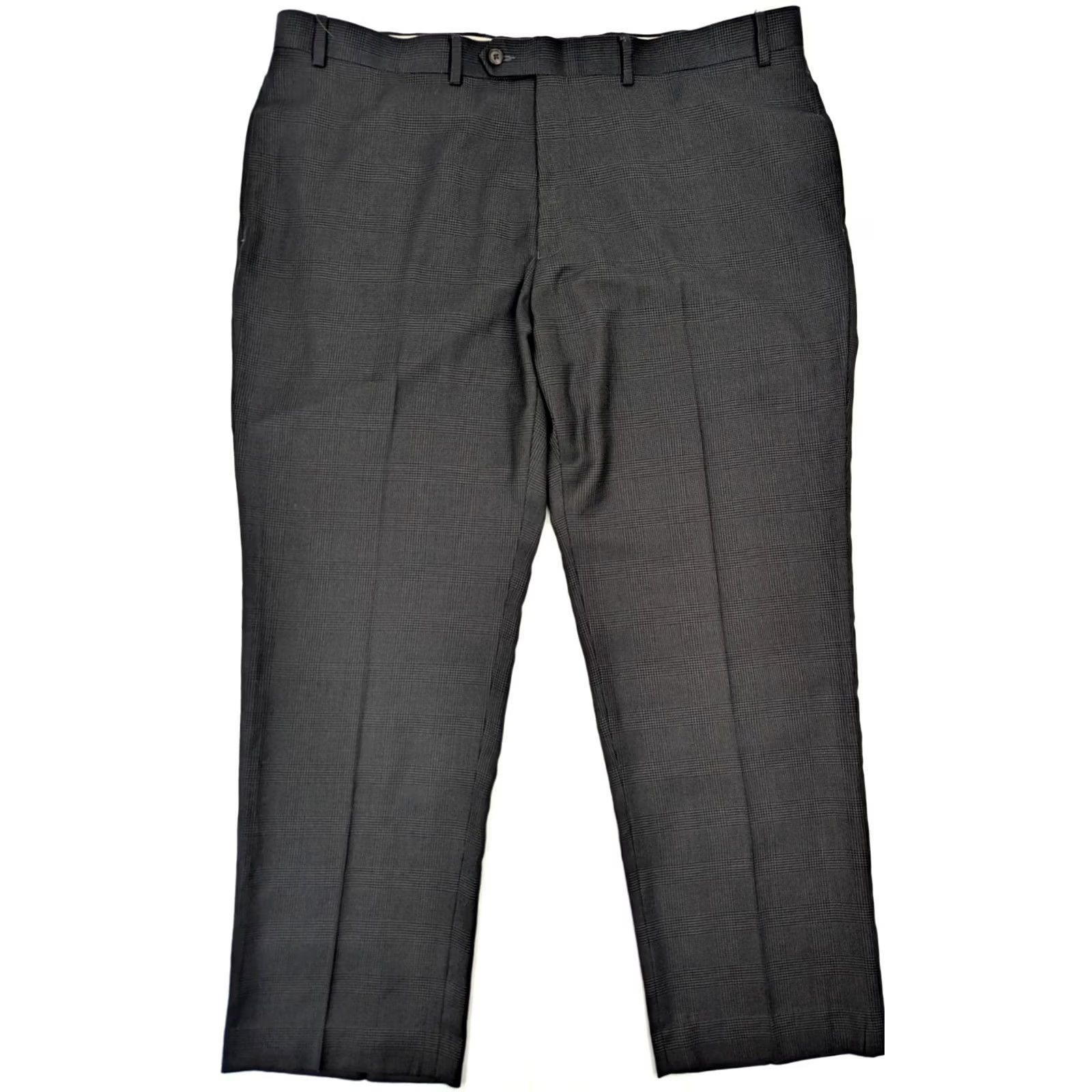 Ralph Lauren Ralph Lauren Dress Pants Plaid Windowpane Gray 42x30 Men's Slim Regular Rise Pleated Slacks, 42, Polyester Rayon, Vintage No, Business Formal Casual Size US 42 / EU 58 - 2 Thumbnail