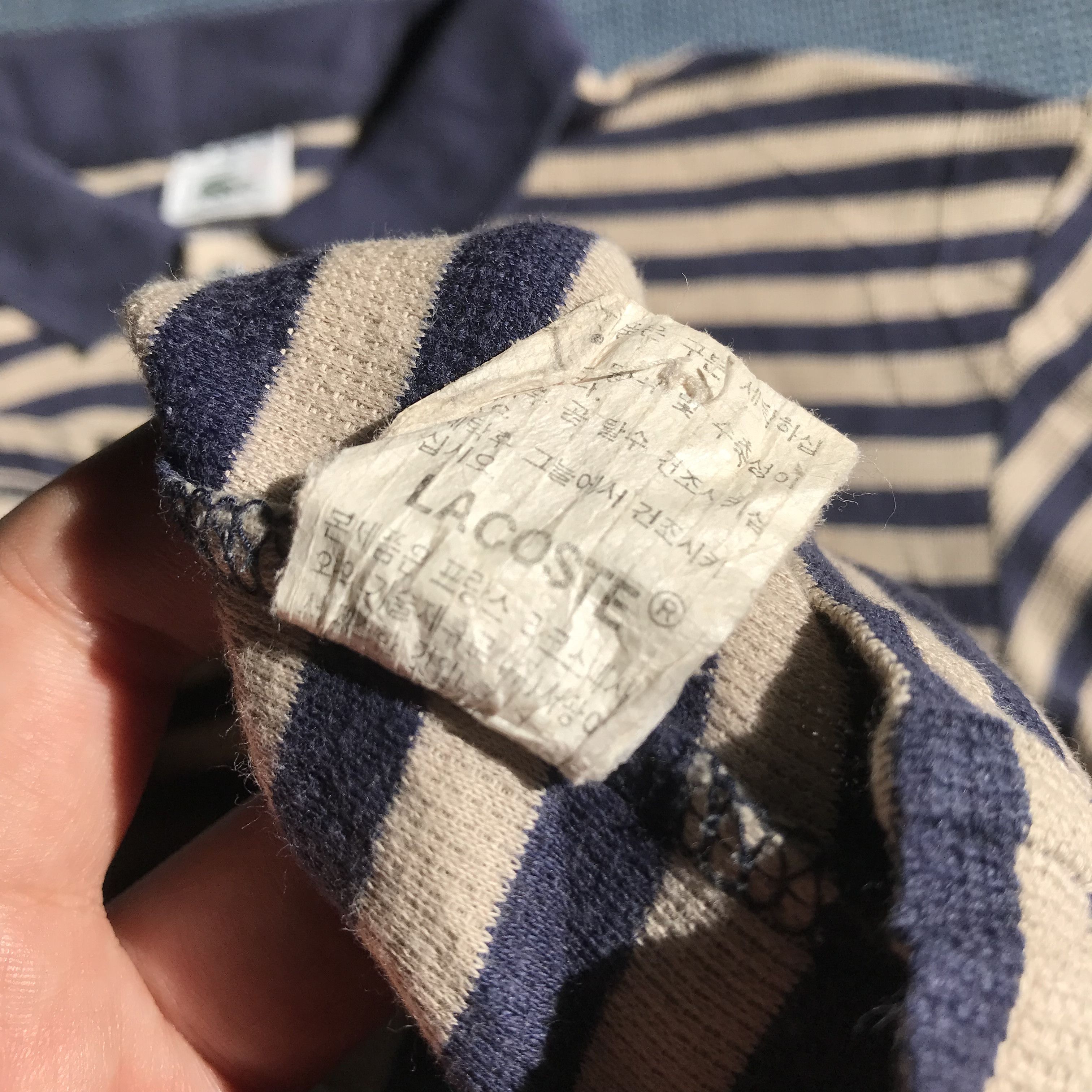 Lacoste Vintage lacoste french Polo Stripes Navy beige Blue colar Size US M / EU 48-50 / 2 - 6 Thumbnail