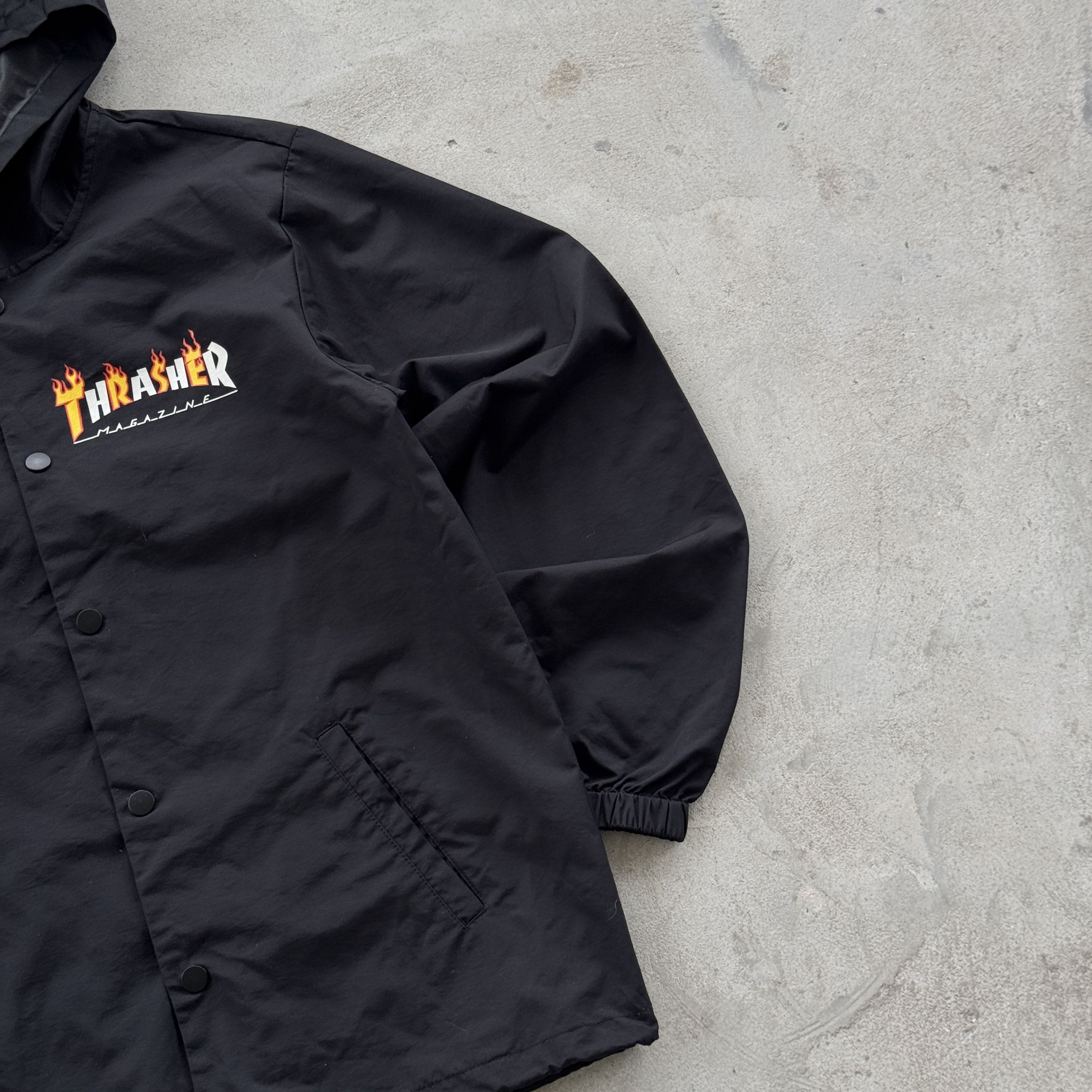Thrasher Thrasher Flame Logo Black Hooded Coaches Jacket Size L Size US L / EU 52-54 / 3 - 2 Thumbnail