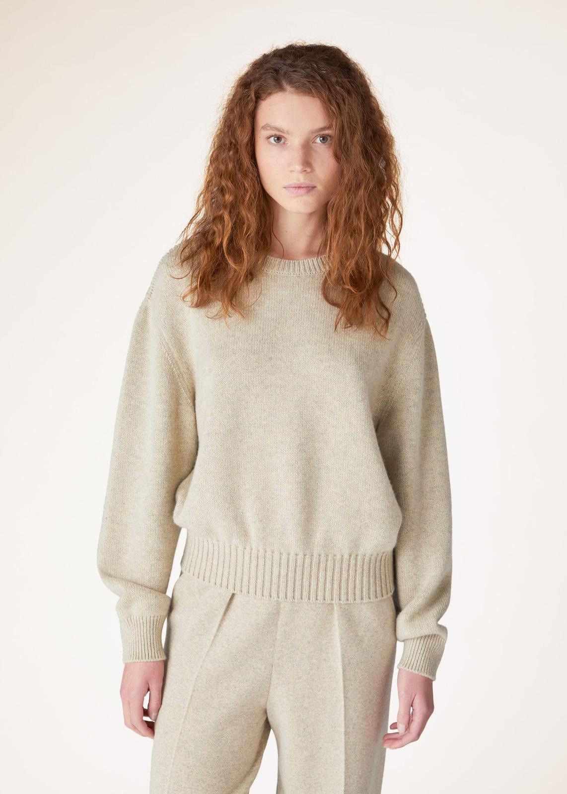 Loro Piana o1srvl11e0125 FAO0063 Ashi Crewneck Sweater in Beige Size M / US 6-8 / IT 42-44 - 4 Thumbnail