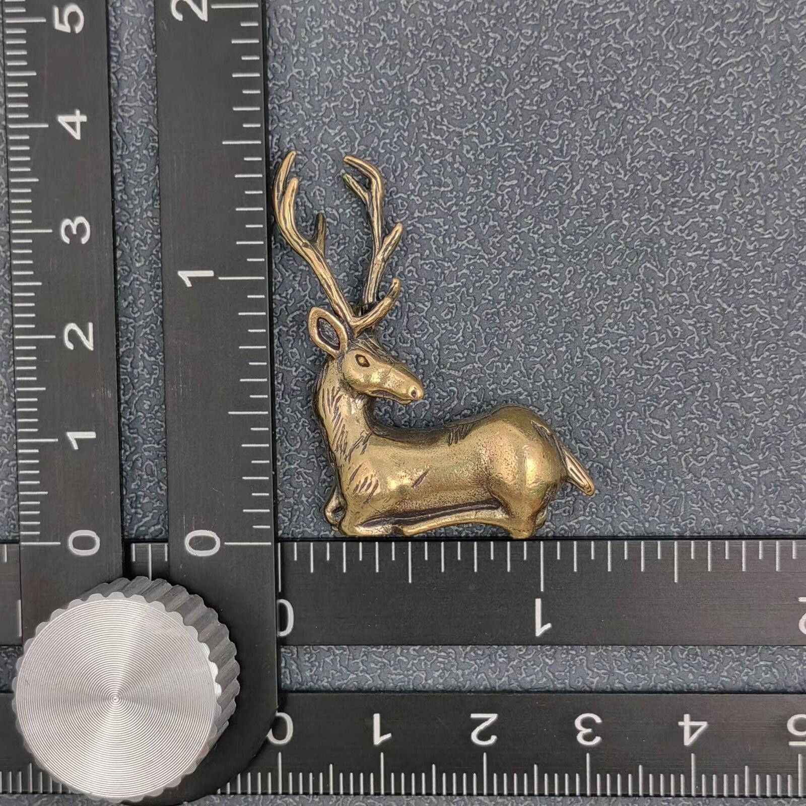 The Unbranded Brand Miniature Brass Deer Figurine Sculpture Size ONE SIZE - 4 Thumbnail