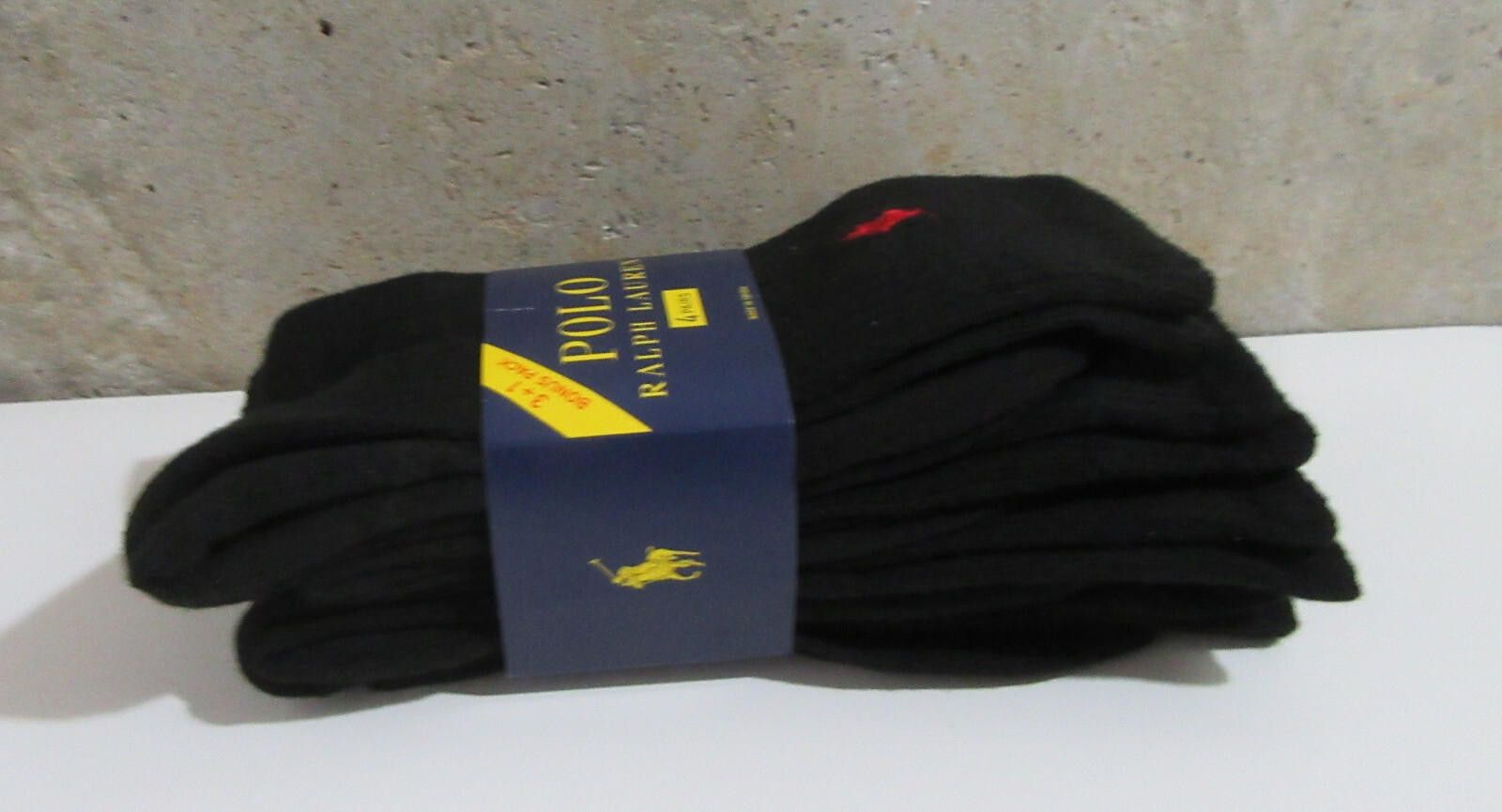 Polo Ralph Lauren Polo Ralph Lauren 4 Pack Mens Crew Socks Black Size ONE SIZE - 3 Thumbnail