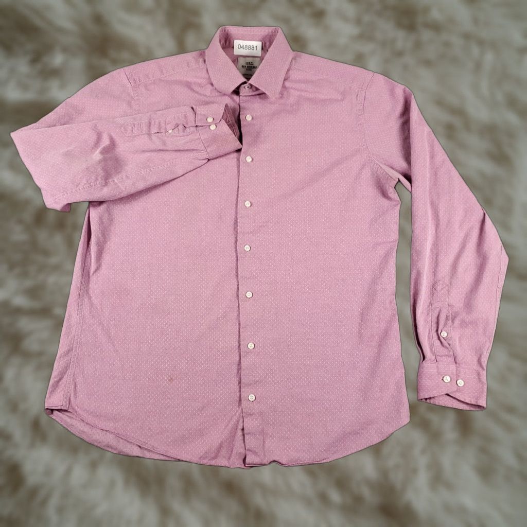 Ben Sherman VINTAGE Ben Sherman Shirt Mens Size 16 Purple Dress Button Up Long Sleeve Size 42R - 1 Thumbnail