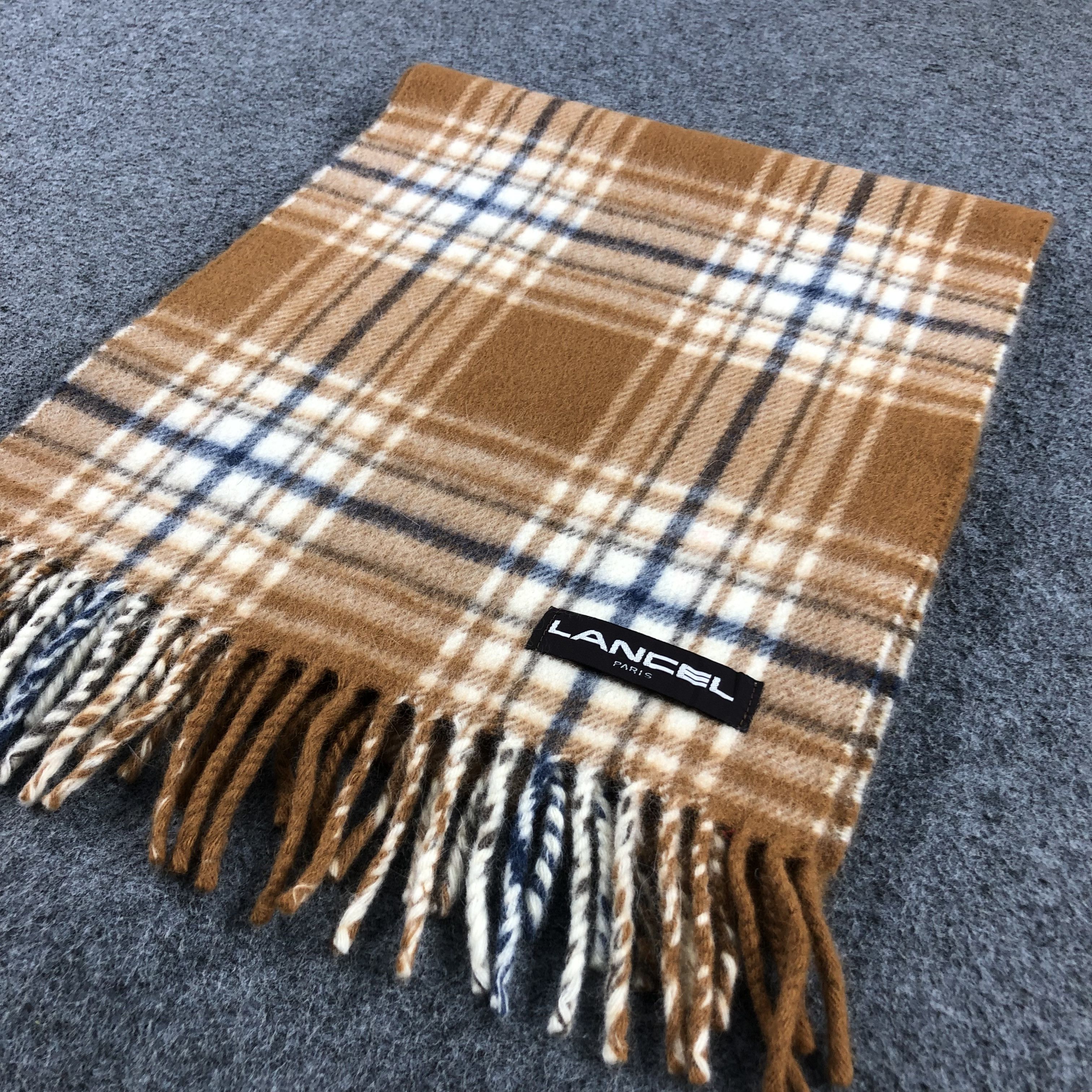 Lancel Lancel Tartan Wool Angora Scarf Muffler V939 Size ONE SIZE - 3 Thumbnail