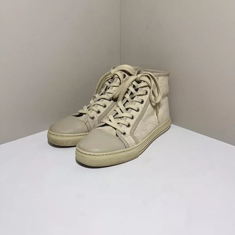 Gucci Gucci Monogram High-Top Canvas Sneakers - dmc Size US 5 / EU 37 - 1 Thumbnail
