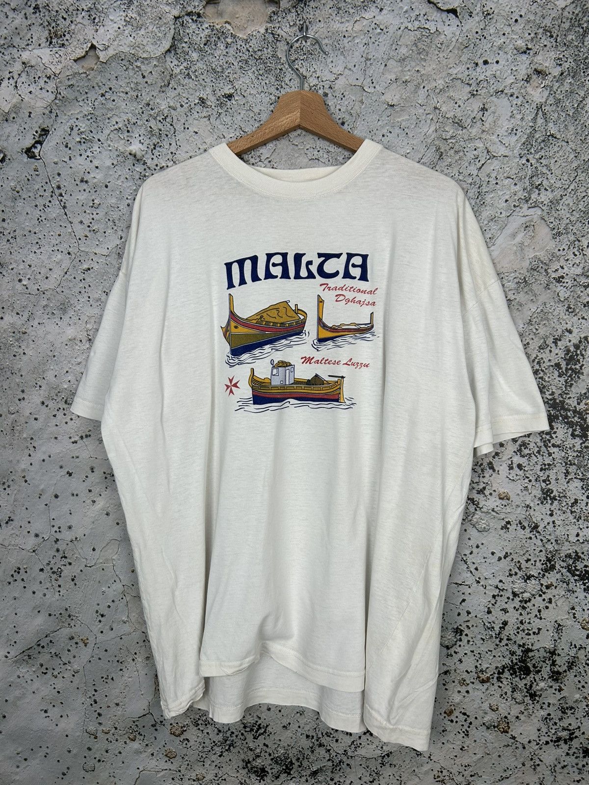Vintage Vintage Malta Graphic Tee Tourist Baggy Skate Retro 90s Size US XL / EU 56 / 4 - 1 Thumbnail