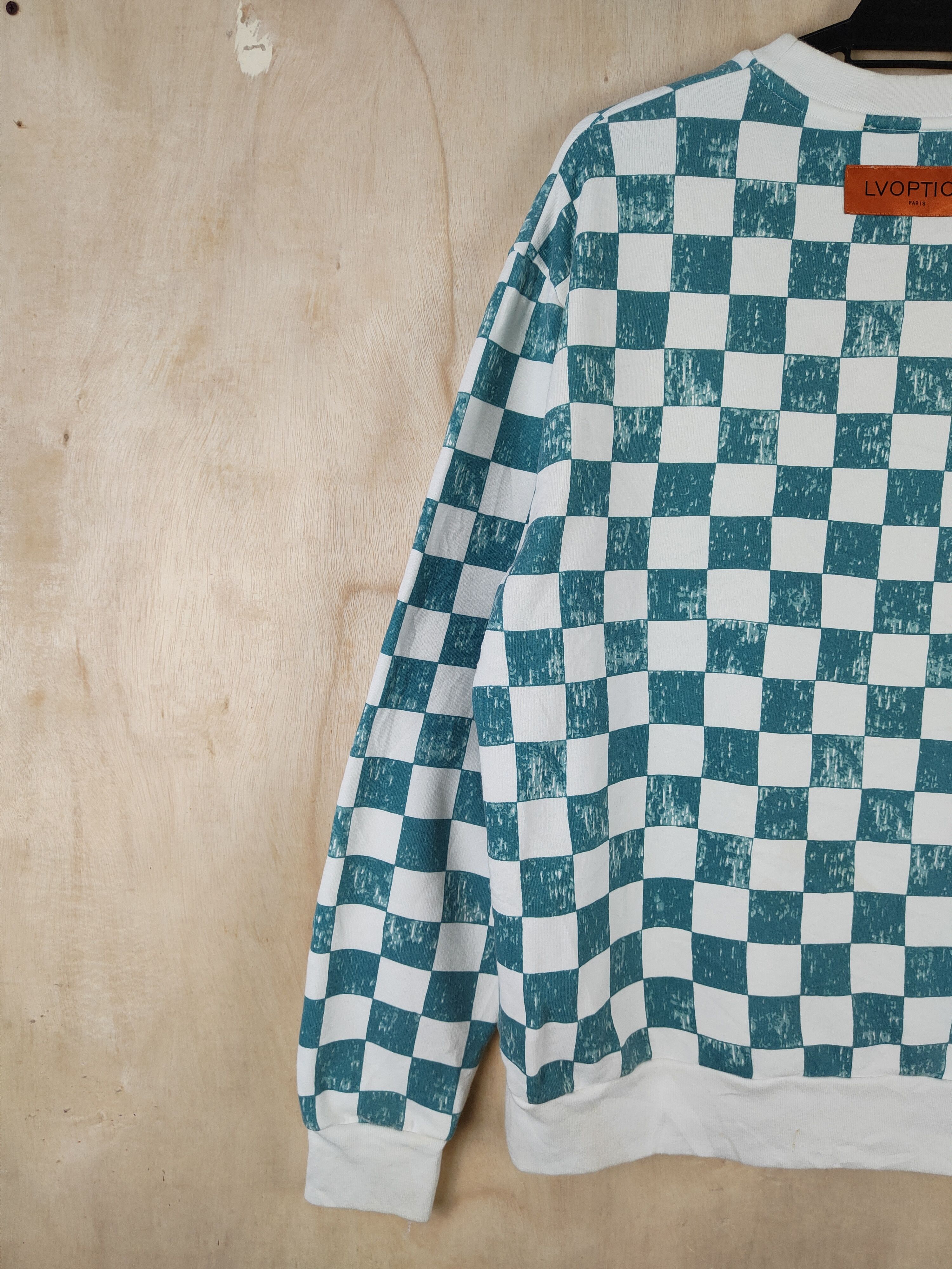 Japanese Brand Lvoption Not Louis Vuitton White Green Sweatshirts #S2624 Size US M / EU 48-50 / 2 - 12 Thumbnail
