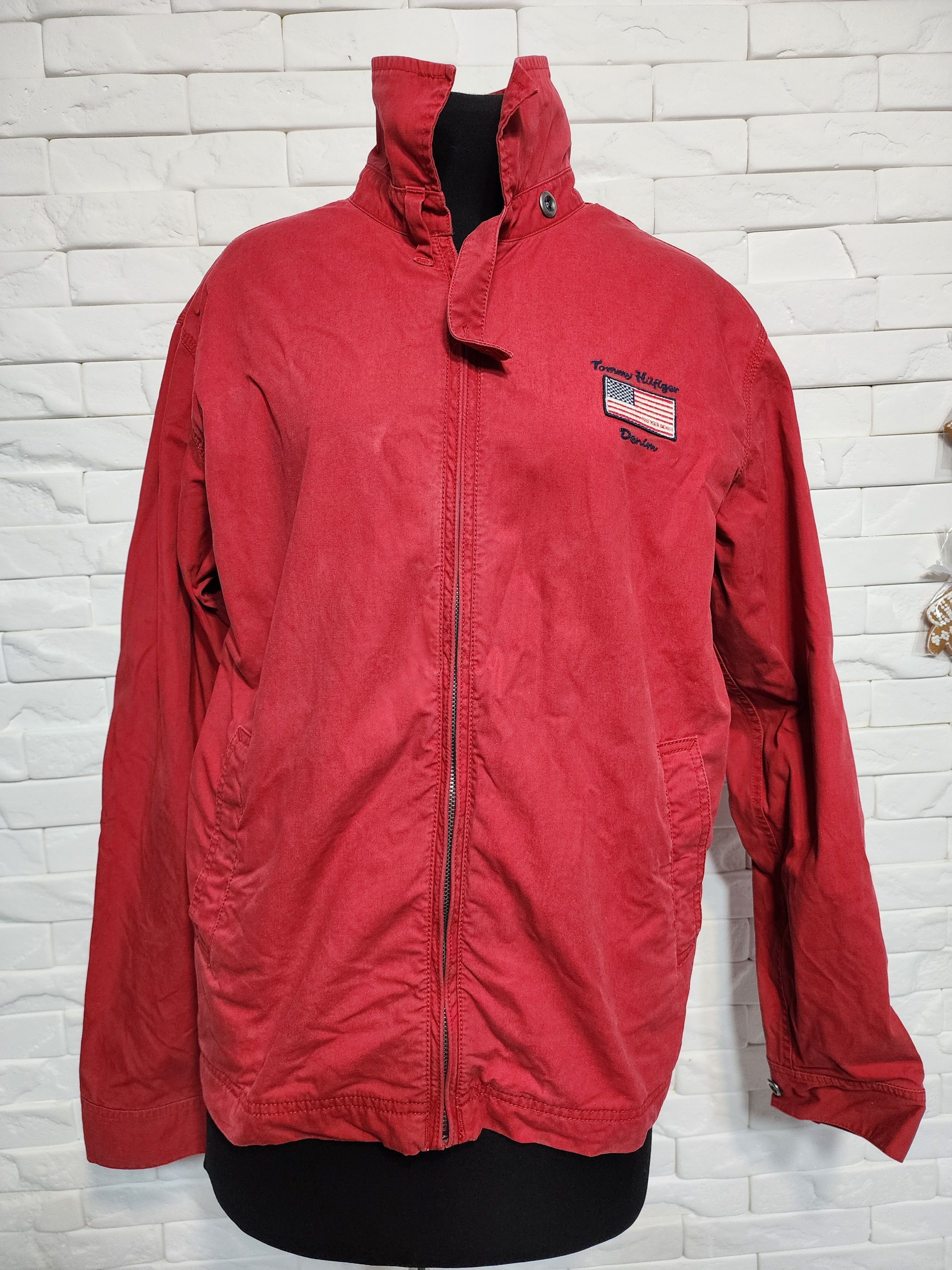 Tommy Hilfiger Red Denim Men's Jacket: Zippered Front. Size US M / EU 48-50 / 2 - 1 Thumbnail