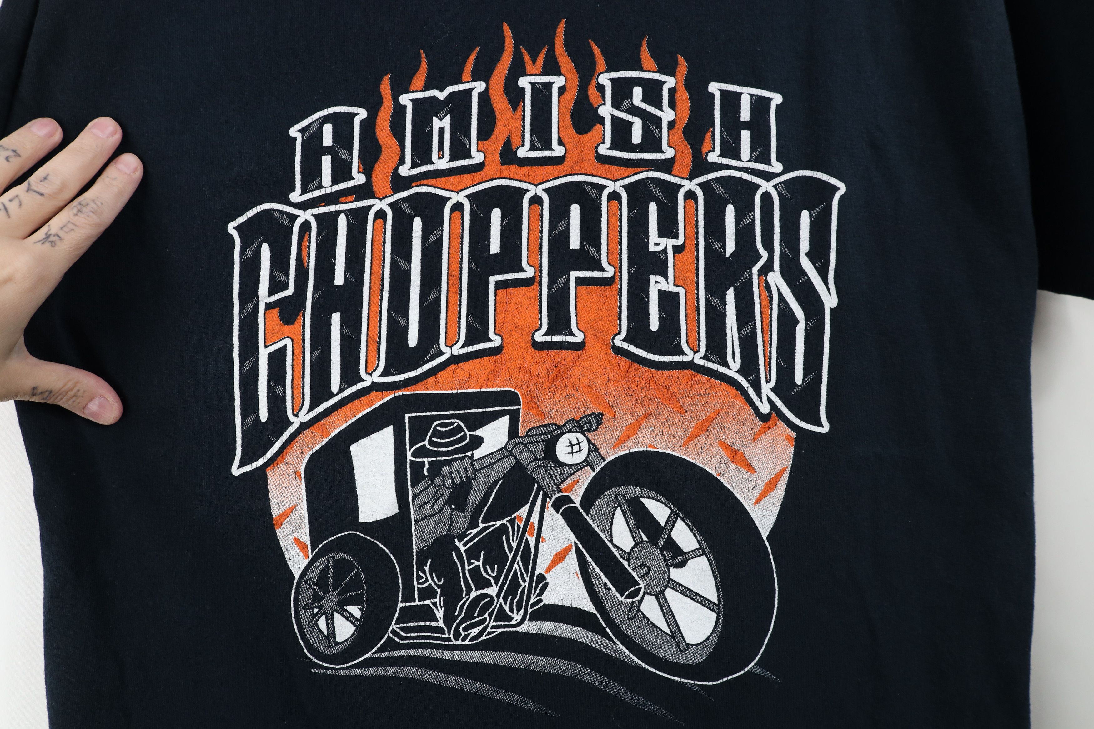 Vintage Vintage Y2K Streetwear Chopper Fire Flames T-Shirt Black Size US L / EU 52-54 / 3 - 4 Thumbnail