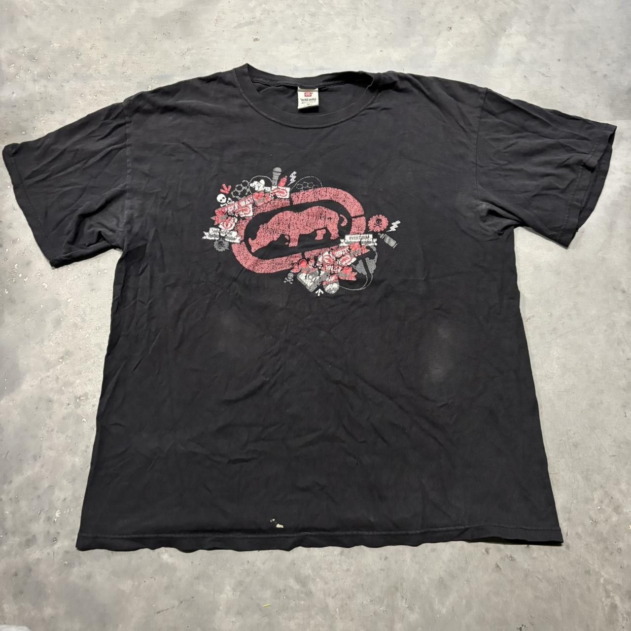 Ecko Unltd. × Vintage Vintage Y2K/2000s Faded Grunge Cyber Goth Ecko Skater Graphic Tee! Size US XL / EU 56 / 4 - 1 Thumbnail