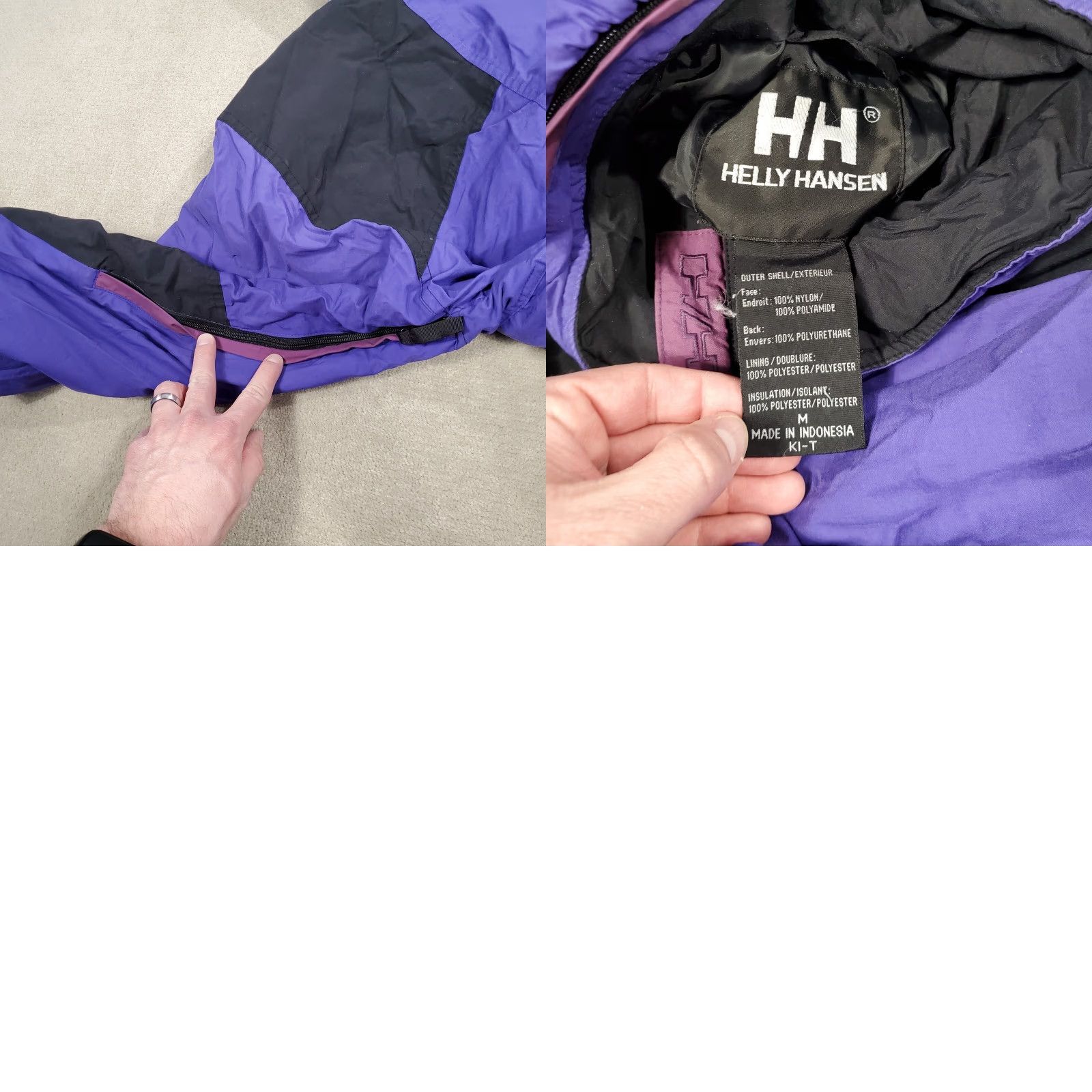 Helly Hansen VINTAGE Helly Hansen Jacket Womens M Purple Black Helly Tech Coat Hooded Ski Winter 90s Outdoor Size M / US 6-8 / IT 42-44 - 9 Thumbnail