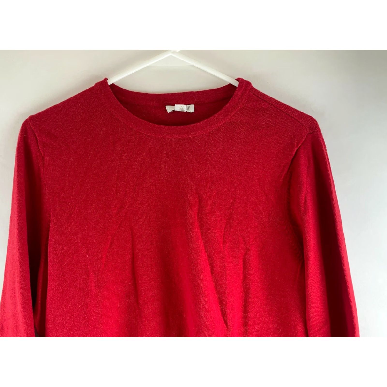 J. Jill J. Jill Sweater Women's Medium Solid Red Pullover Crew Neck Long Sleeve Cotton, Viscose, Nylon Modern Outdoor Breathable Shirt Size M / US 6-8 / IT 42-44 - 3 Thumbnail