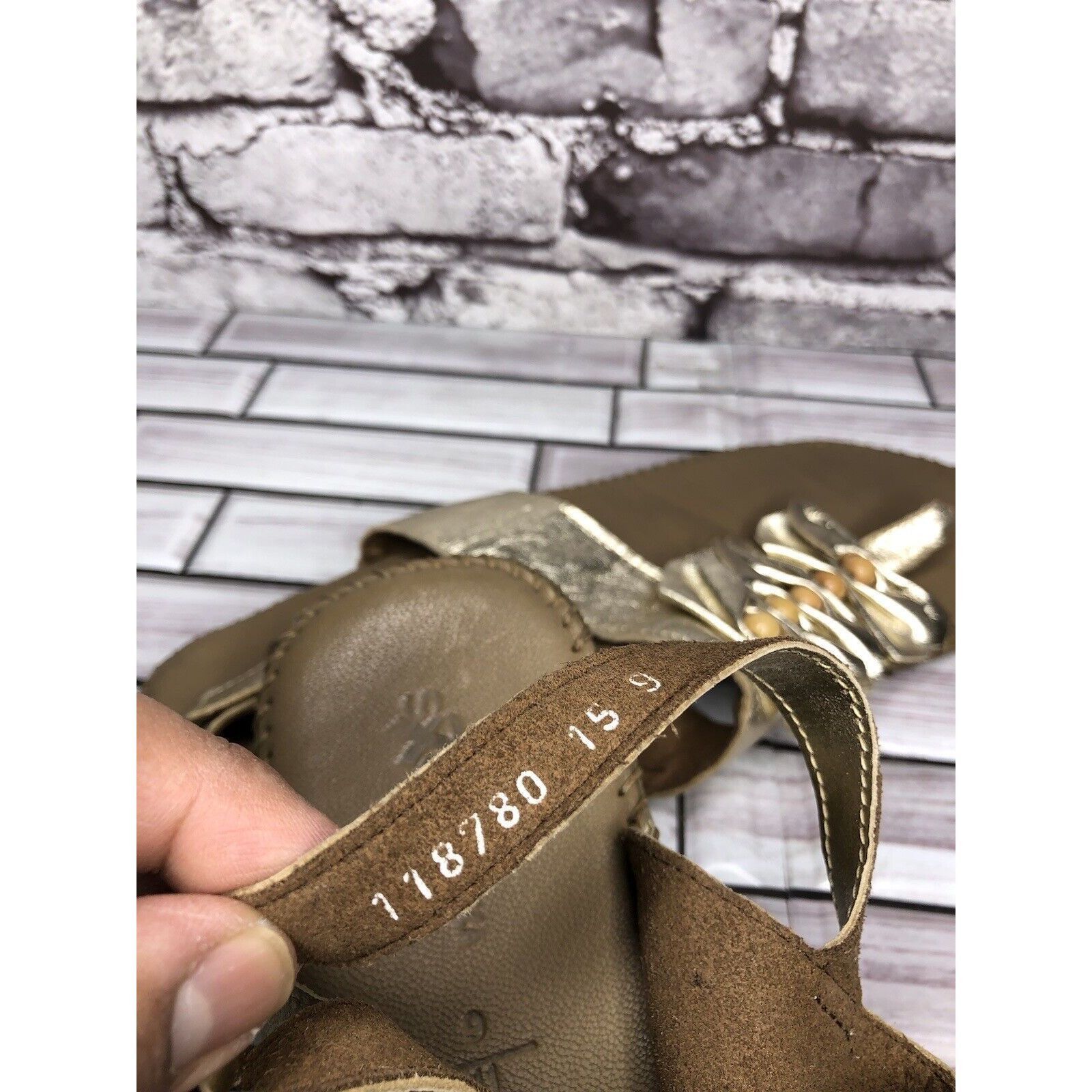 LITTLE AFRICA Soul of Africa Brown Leather Flower Ruffle Slingback Sandals Size US 11 / IT 41 - 8 Thumbnail