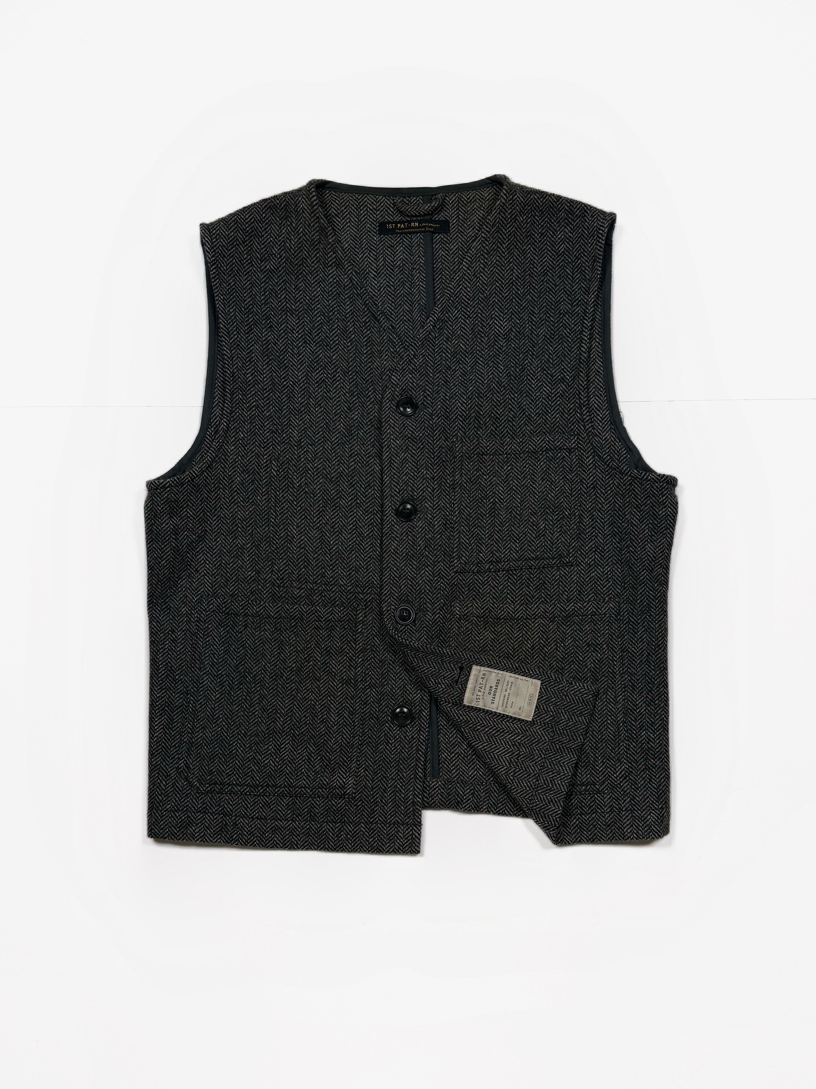 1ST PAT-RN 1st PAT-RN Wool Herringbone Button Vest (M) Size US M / EU 48-50 / 2 - 3 Thumbnail