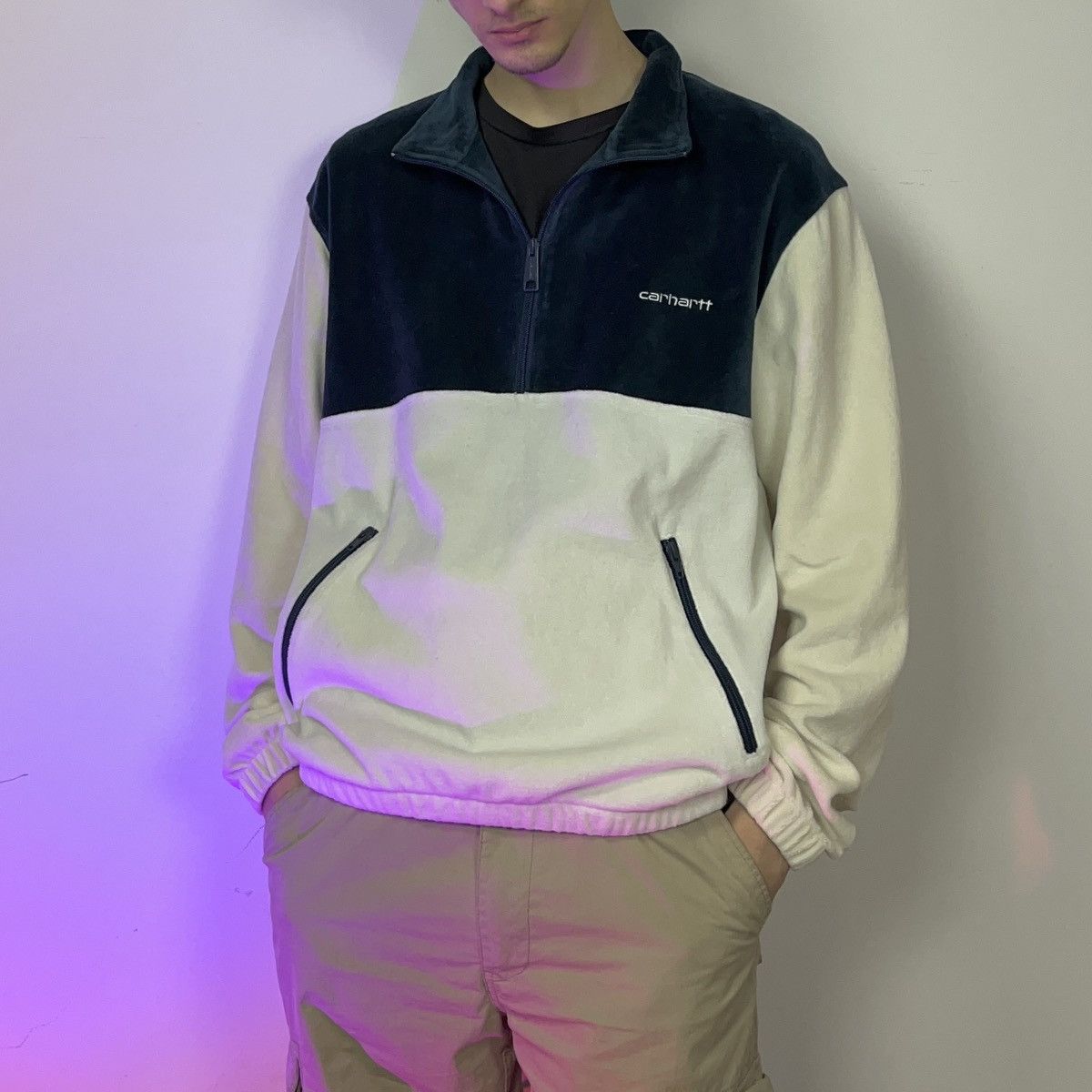 Carhartt × Designer Carhartt W.I.P. 1/3 velour Half Zip Sweatshirt tila pullover Size US M / EU 48-50 / 2 - 2 Thumbnail