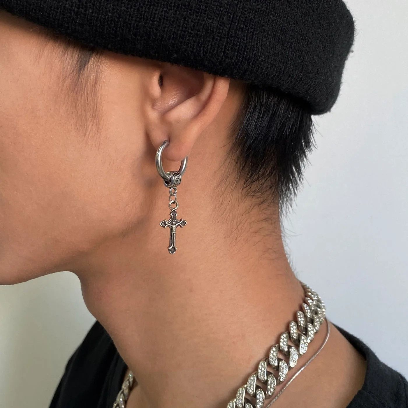 Jewelry Platinum-Plated Cross Earrings Size ONE SIZE - 3 Thumbnail