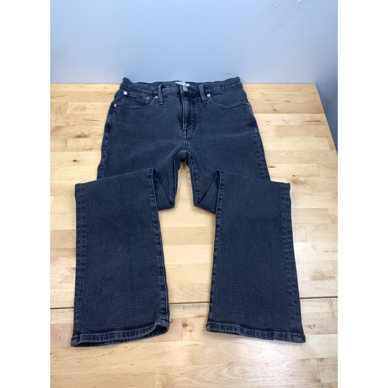Madewell Jeans Womens Mid Rise Kick Out Flared 27 Black Denim 27x26
