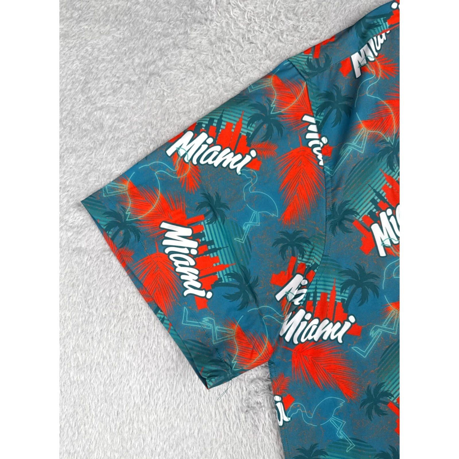 Vintage Dixxon Shirt Men 2XL XXL Red Blue Party Shirt The Vice Miami Flamingo Polyester Button-Up Floral Short Sleeve Hawaiian 90s Casual Mens Size US XXL / EU 58 / 5 - 3 Thumbnail
