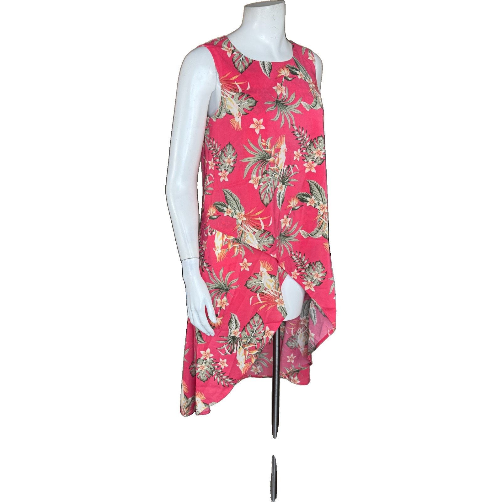 Other G by Giuliana Pink Parrot Hi-Low Tank Dress XSP Tropical Size XS / US 0-2 / IT 36-38 - 2 Thumbnail