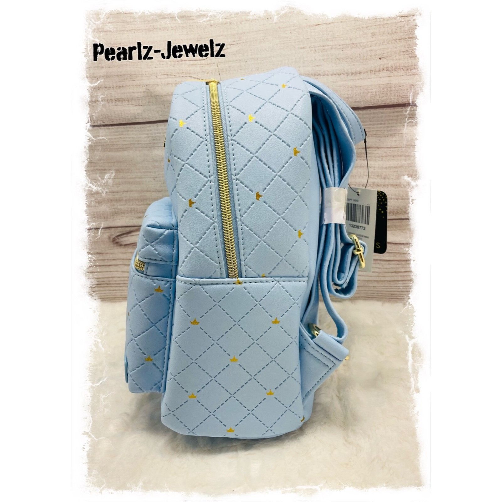 Disney Loungefly Disney Princess Castle Blue Quilted Mini Backpack Size ONE SIZE - 2 Thumbnail
