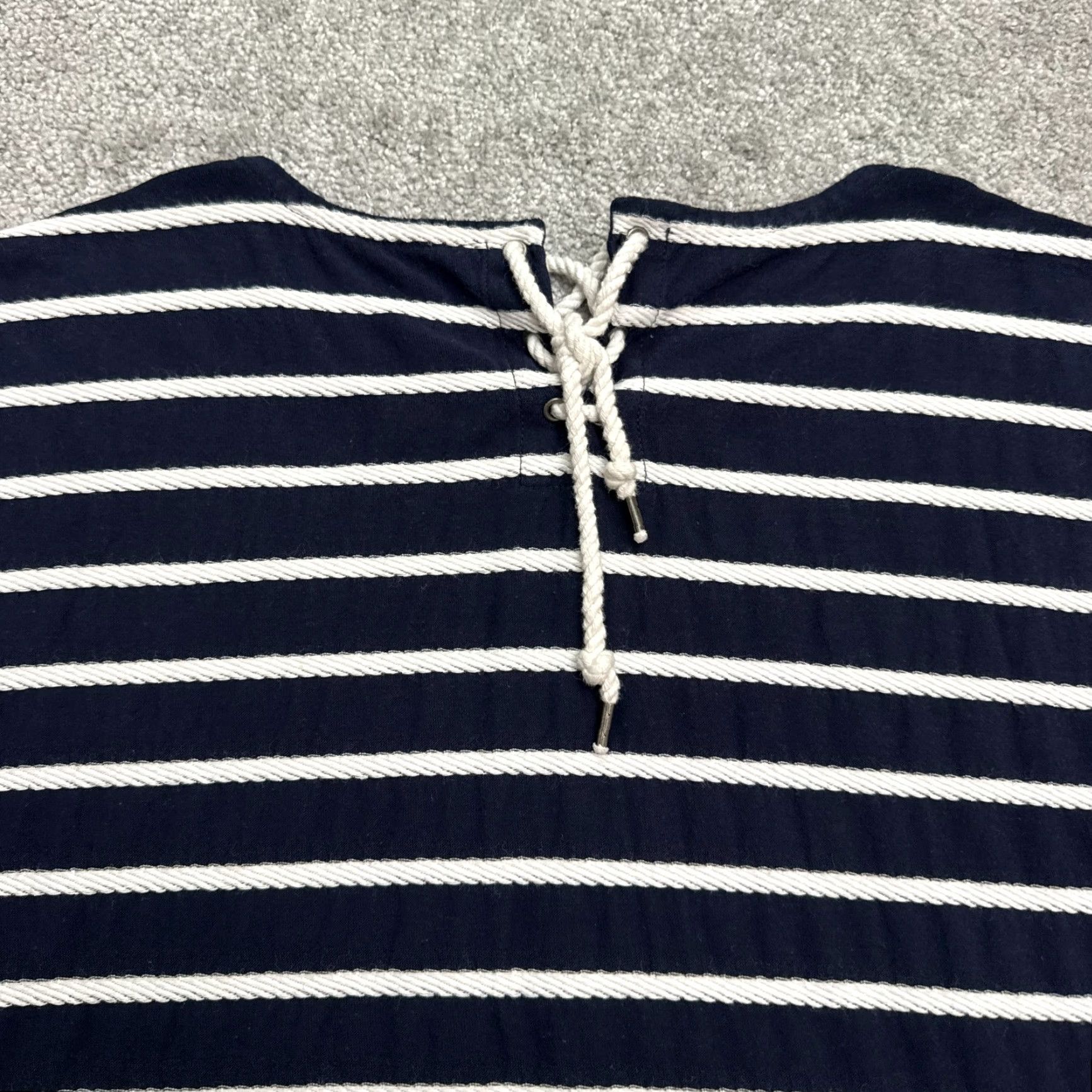 Talbots Talbots Striped T-Shirt Women XL Navy Blue White Lace Up Short Sleeve Top Size XL / US 12-14 / IT 48-50 - 3 Thumbnail