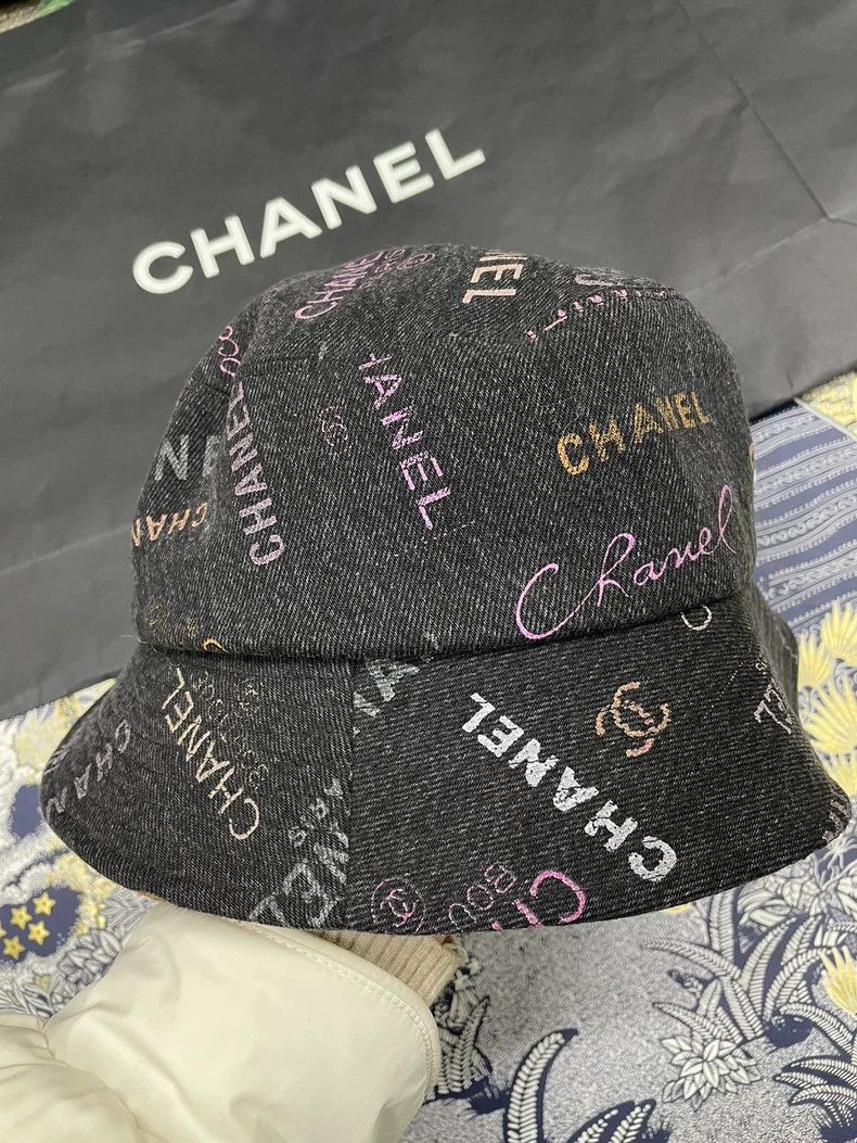 Chanel Chanel Logo Graffiti Denim Bucket Hat Size ONE SIZE - 1 Thumbnail