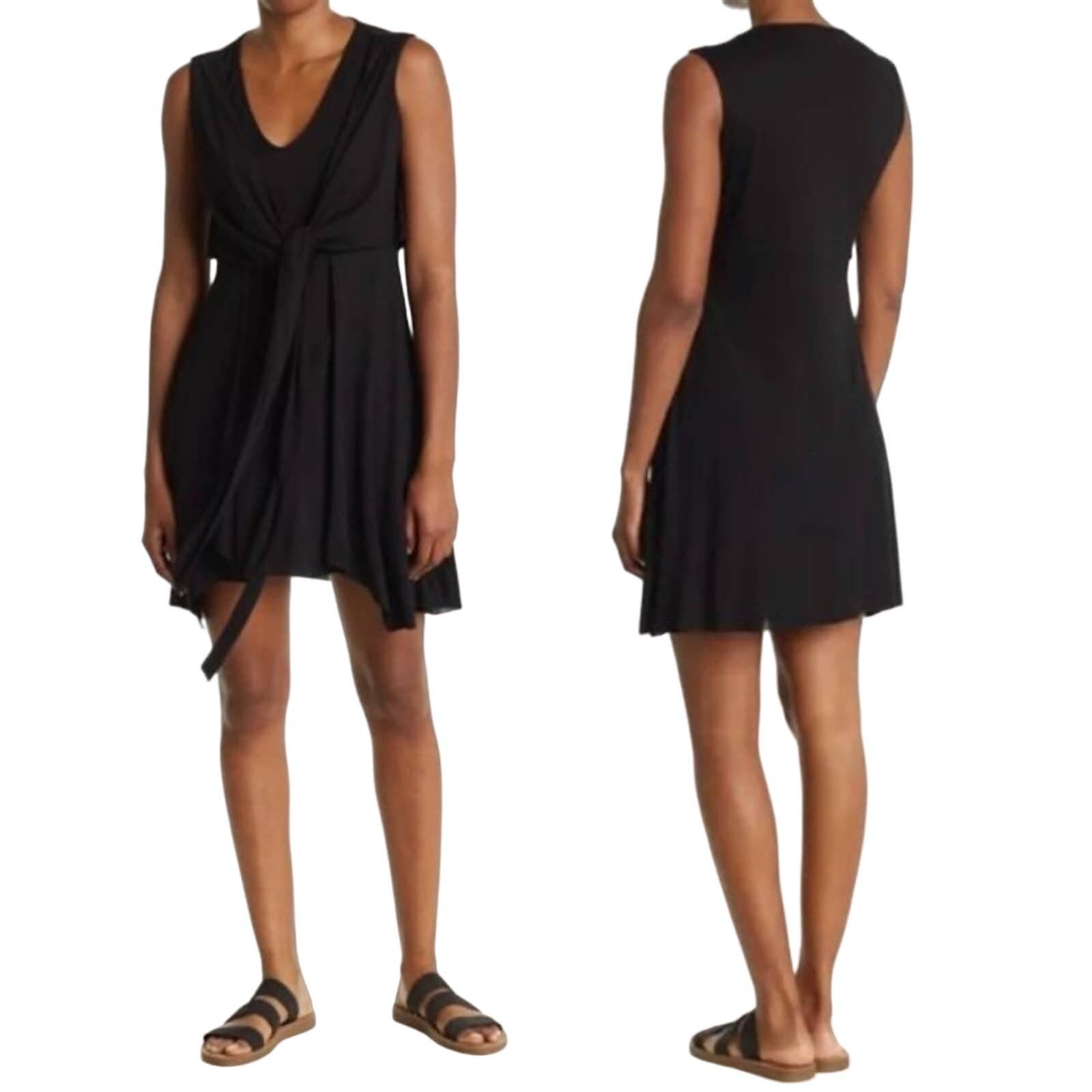 image of Allsaints Jayda Black Faux Wrap Jersey Sleeveless NWT $160, Women's (Size Small)