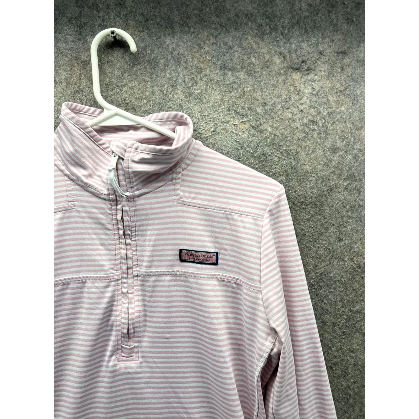 Vineyard Vines Vineyard Vines Shirt Womens Small Pink Stripe Mock Neck 1/4 Zip Jersey Top Size S / US 4 / IT 40 - 7 Thumbnail