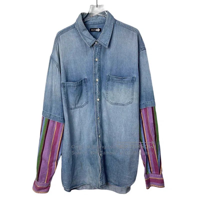 Balenciaga Balenciaga size 39 Washed Denim Patchwork Shirt Size US S / EU 44-46 / 1 - 1 Thumbnail