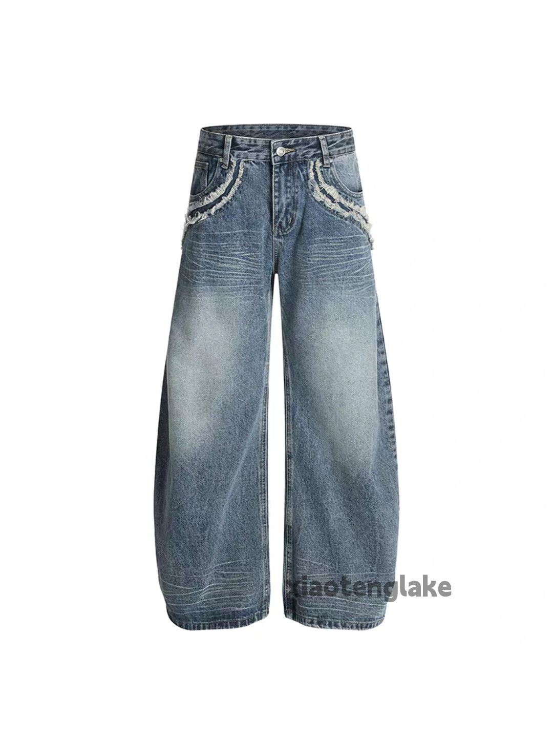 Jean Custom washed faded punk grunge baggy hiphop jeans Size US 31 - 1 Thumbnail