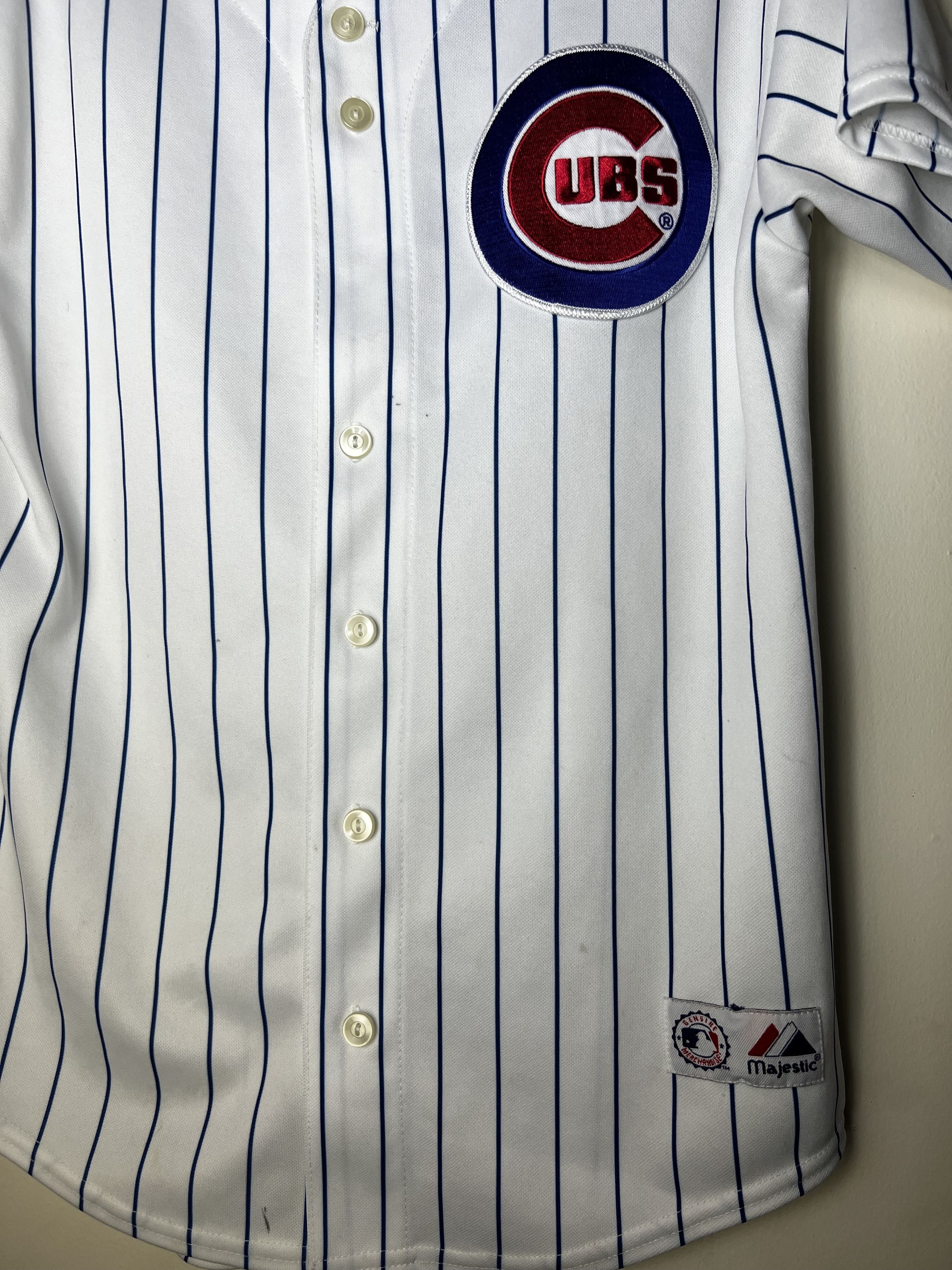 Majestic Vintage Chicago Cubs Soto 18 Striped Short Sleeve Button Up Size US L / EU 52-54 / 3 - 3 Thumbnail
