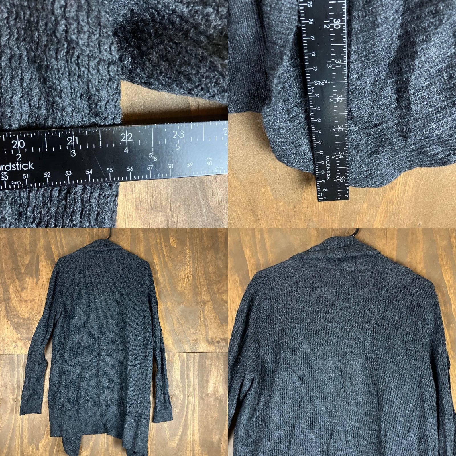 Loft LOFT Ann Taylor Cardigan Sweater Open Front Camel Hair Blend L Women Charcoal Black Knit Cotton Rayon Relaxed Size L / US 10 / IT 46 - 8 Thumbnail