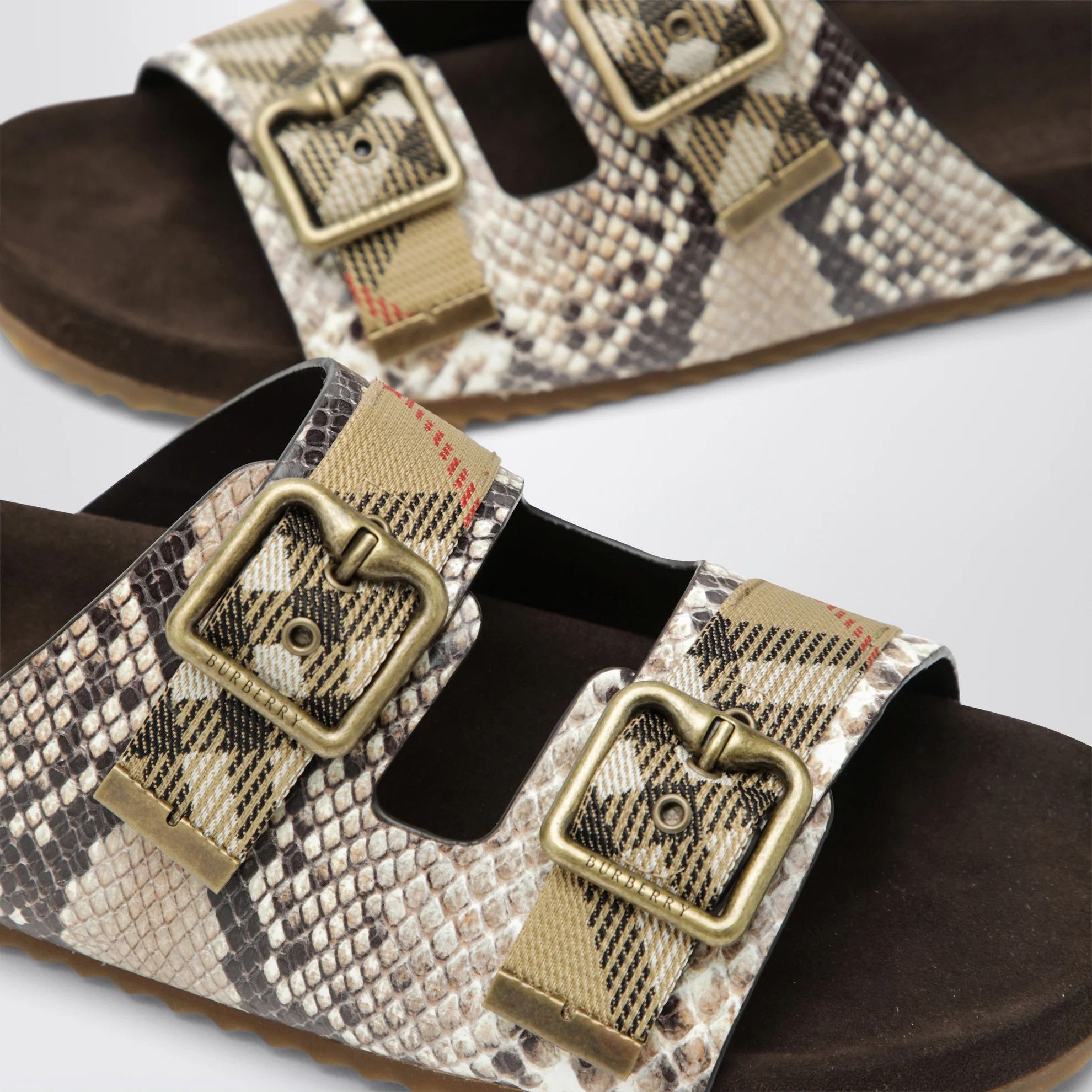 Burberry o1d2blof0426 Leather Print Sandals Slippers in Multicolor Size US 7 / IT 37 - 5 Thumbnail