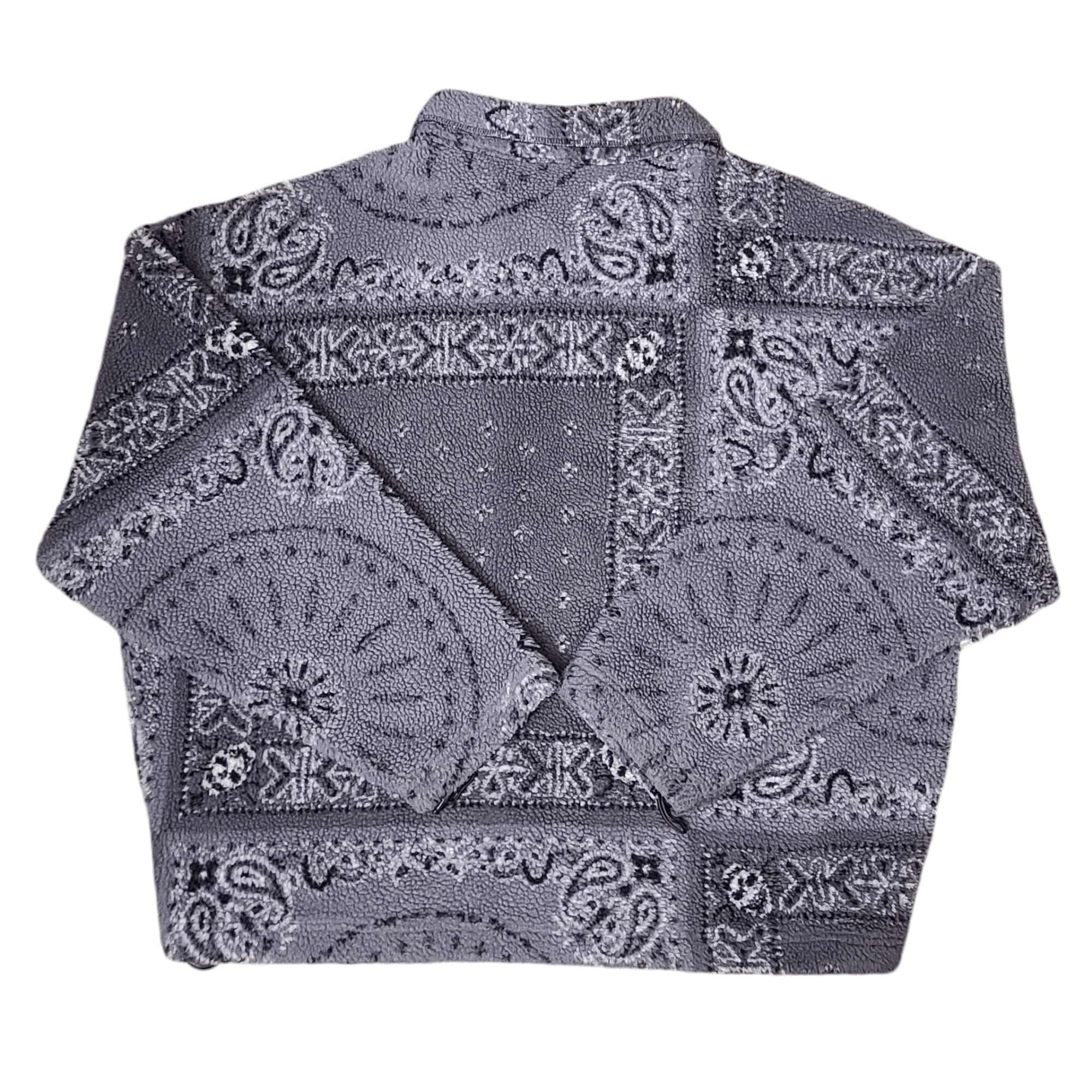 Japanese Brand Grey Paisley Bandana Quarter-Zip Fleece Jacket - Size: L Size US L / EU 52-54 / 3 - 3 Thumbnail