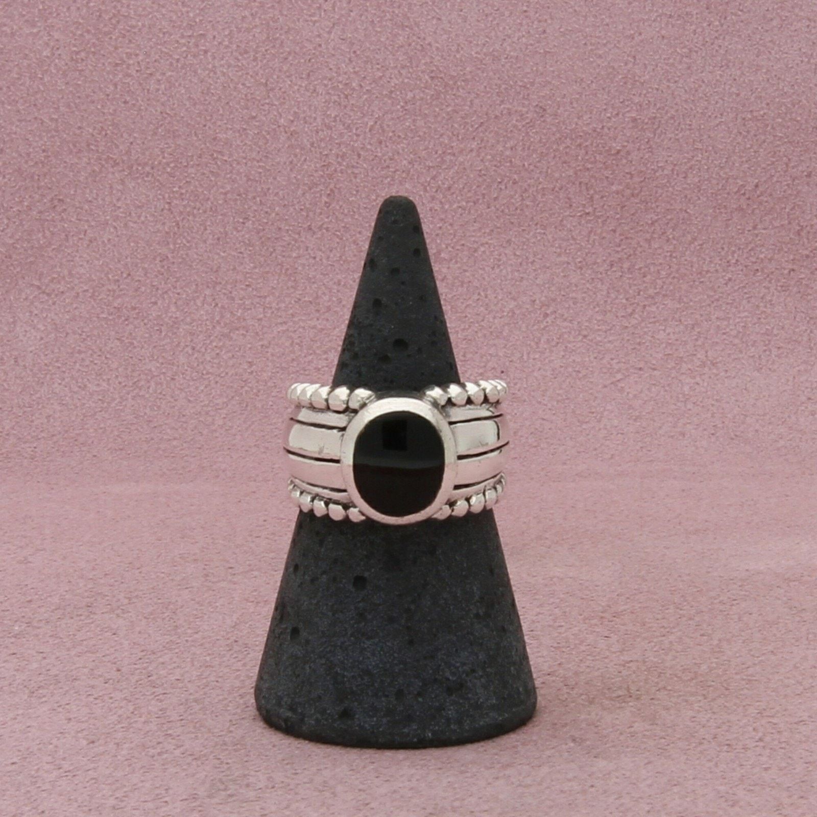 Sterling Silver sterling silver vintage beaded onyx band ring size 6.75 Size ONE SIZE - 1 Thumbnail