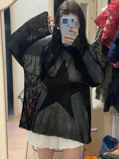 Designer × Vintage Harajuku style sweater with cutouts vintage knitted top star Size US L / EU 52-54 / 3 - 3 Thumbnail