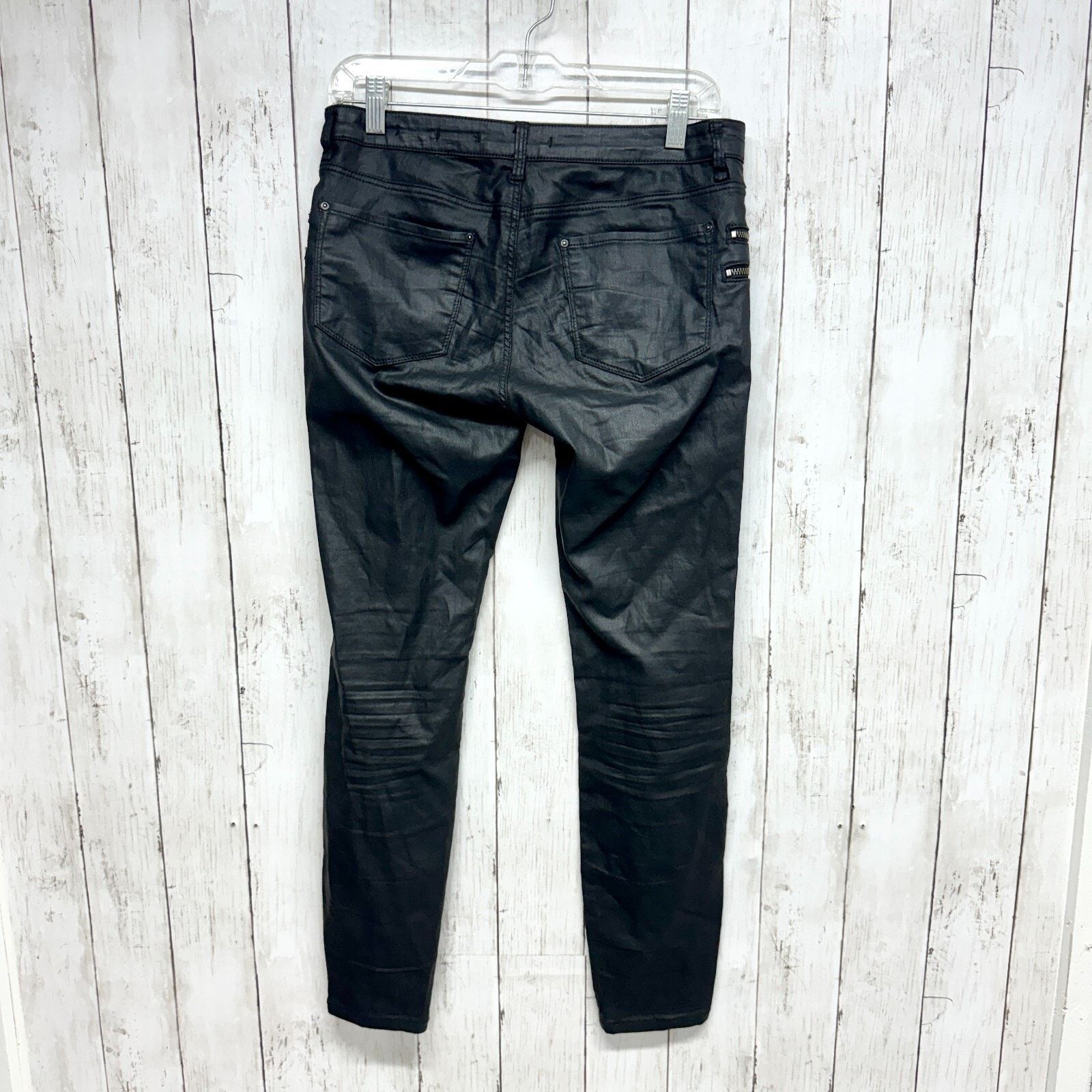 Zara Zara Woman Pants Sz 6 Pleather High Rise Slim Fit Black Zip Size 28" / US 6 / IT 42 - 6 Thumbnail