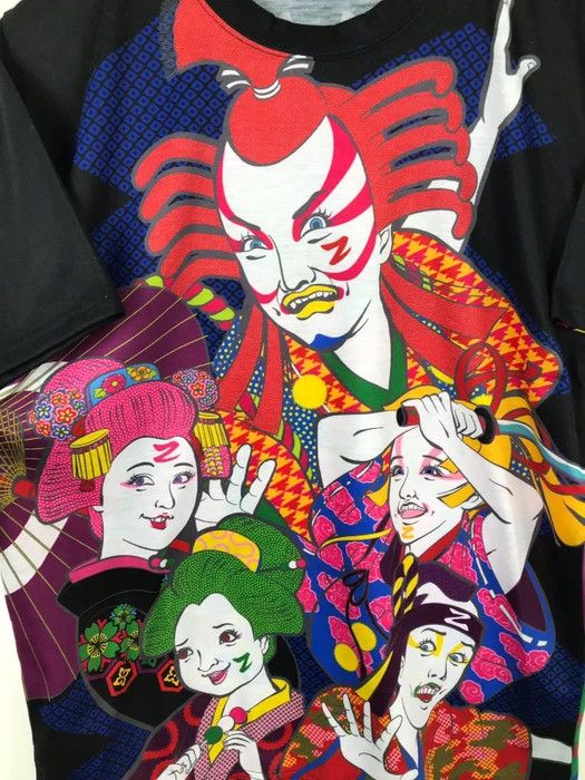 Japanese Brand (SY0024) JAPAN SAMURAI GEISHA MOTIF FULLPRINT WORK TEE Size US M / EU 48-50 / 2 - 4 Thumbnail