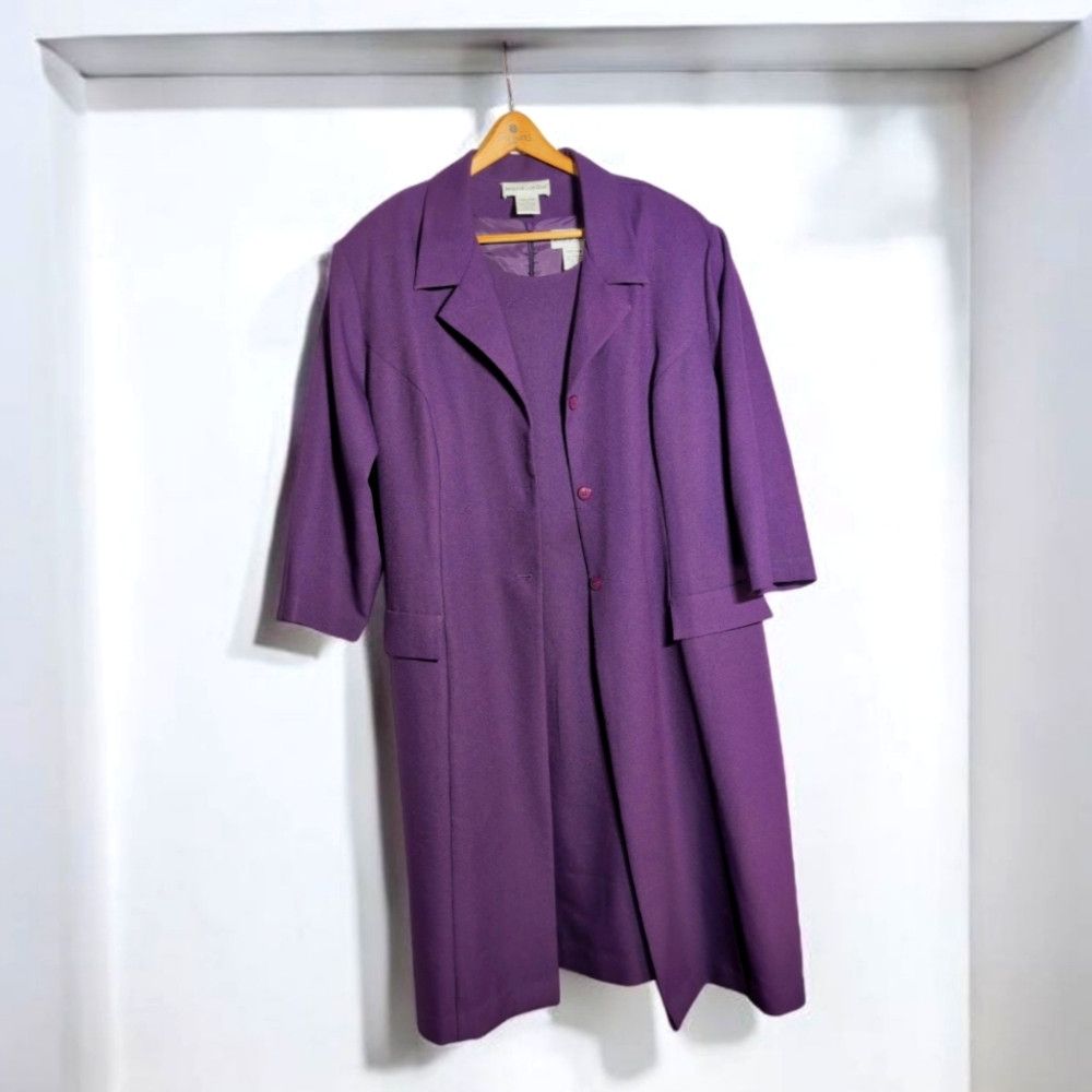 Designer Jessica London Purple Long Coat / Dress Suit Set Sz 34 W Size 4XL / US 24-26 - 1 Thumbnail