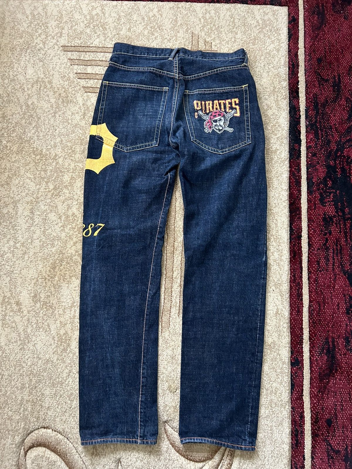 MLB × Vintage Vintage MLB Pittsburgh Pirates Selvedge Denim Jeans Size US 32 / EU 48 - 7 Thumbnail