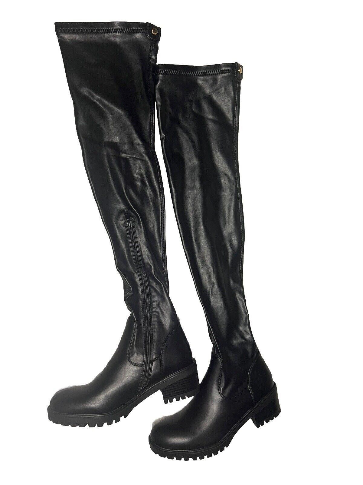 Designer 6.5 Azalea Wang Black Thigh High Sock Boots Surgical Belt Size US 6.5 / IT 36.5 - 3 Thumbnail