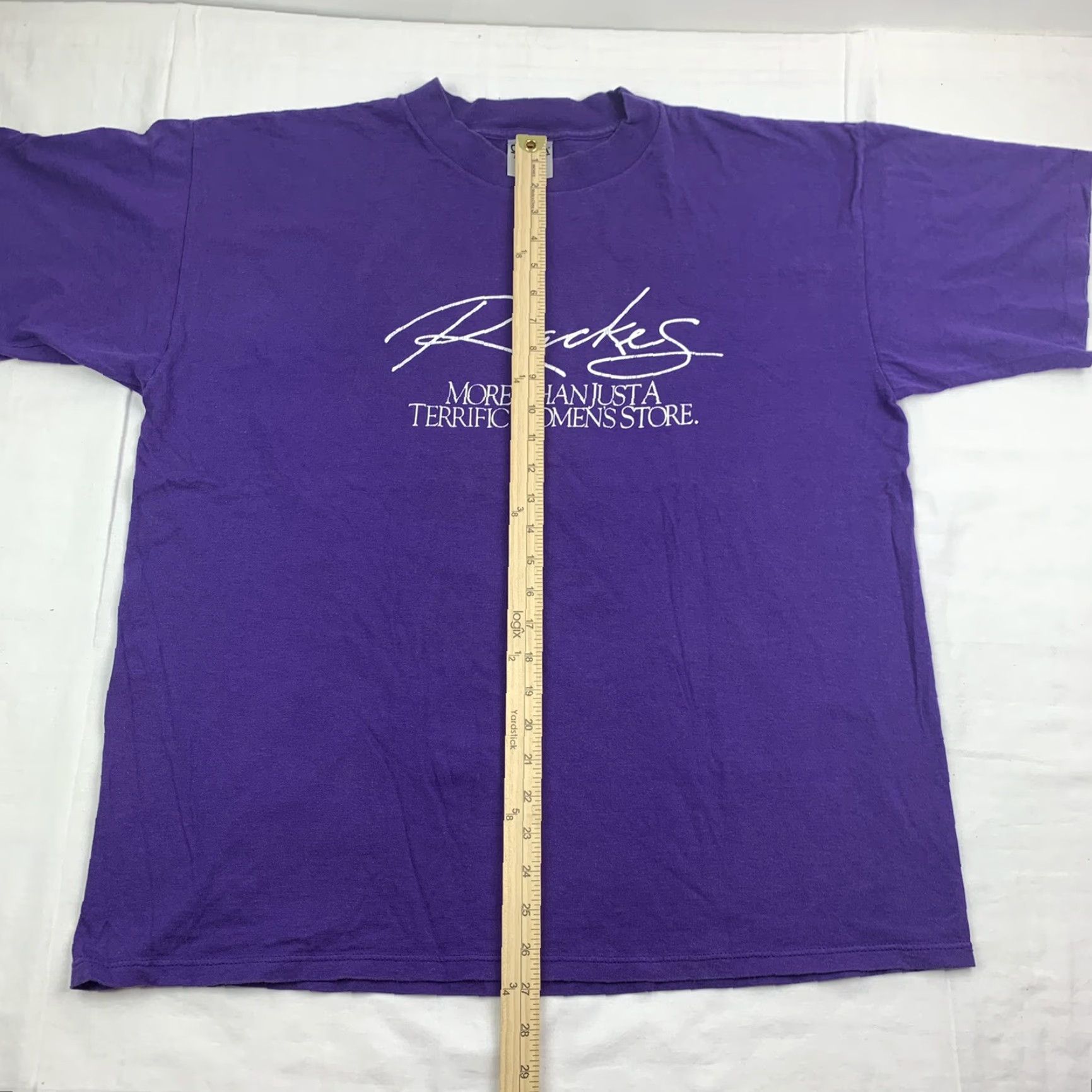 Vintage VINTAGE Oneita Racks Womens Store T Shirt XL Purple 90s Made in USA - Crew Neck Short Sleeve Solid Shirt Womens XL 90s Clothing Size XL / US 12-14 / IT 48-50 - 3 Thumbnail