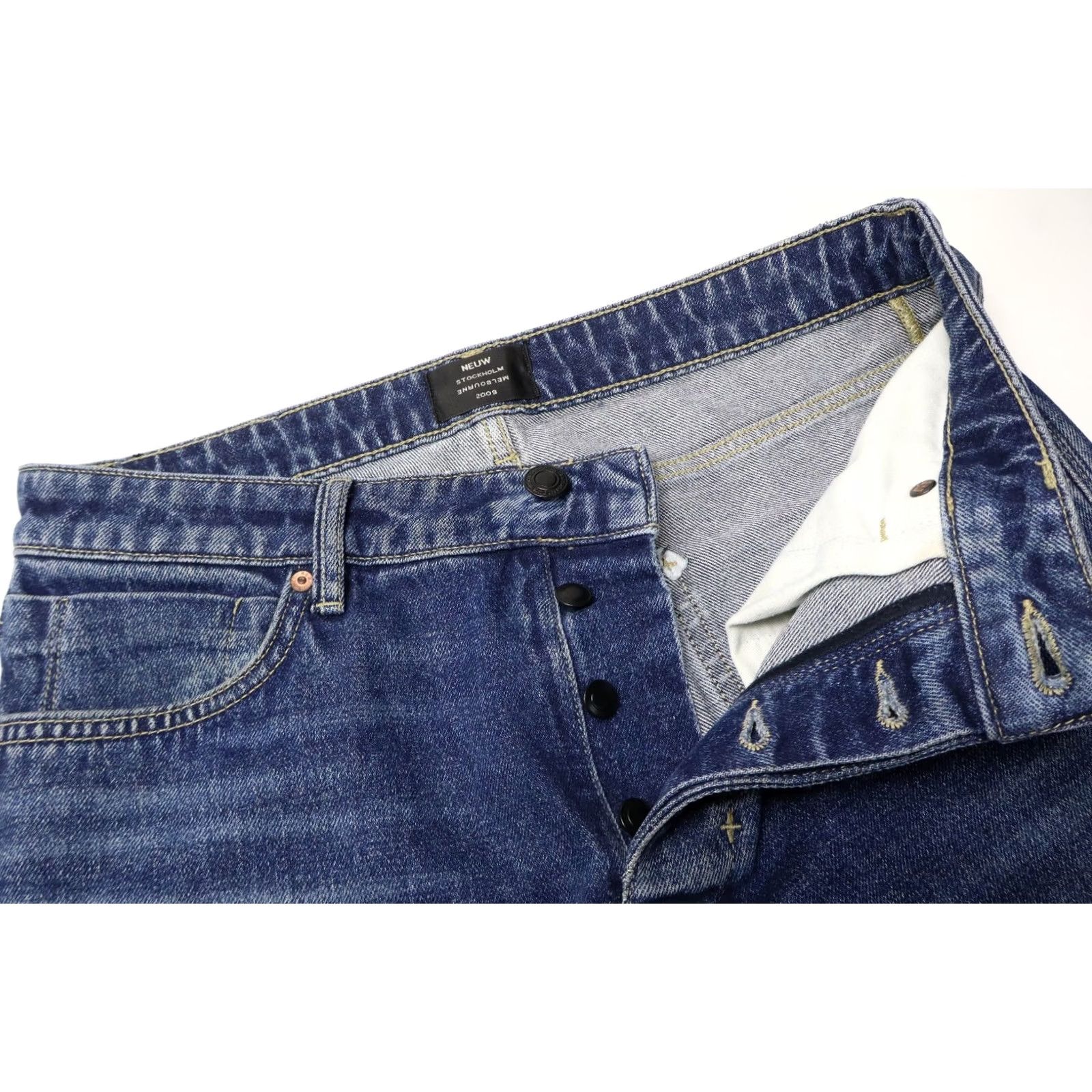 Vintage Neuw Ray Straight Fit Jeans Men's W31/L32 Blue Denim Faded Whiskers Button Fly Size US 31 - 4 Thumbnail