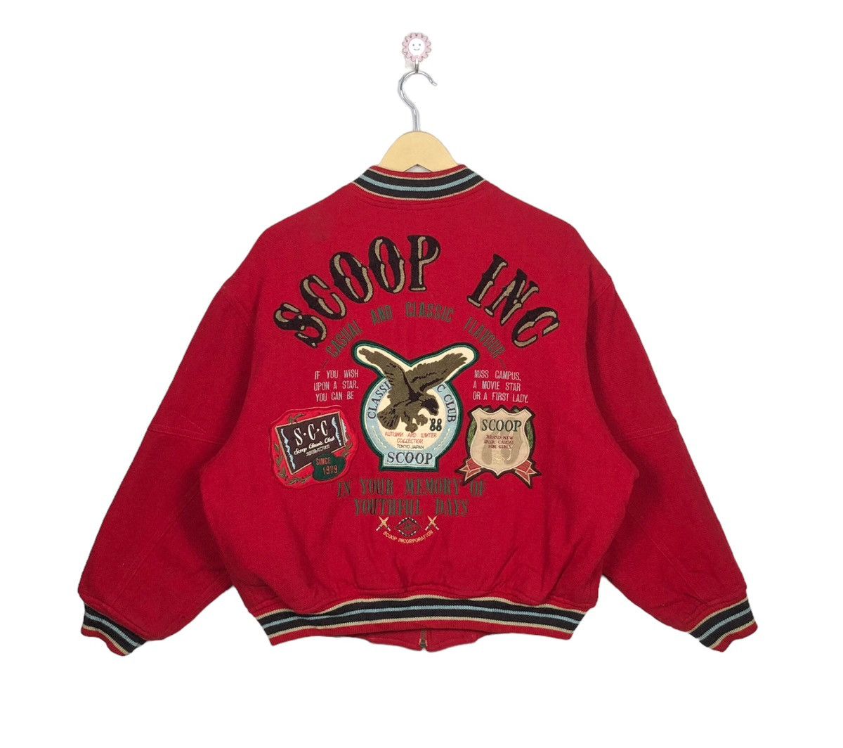 SCOOP Vintage Scoop Inc Tokyo Varsity Jacket Leather Wool Red L Size US L / EU 52-54 / 3 - 1 Thumbnail