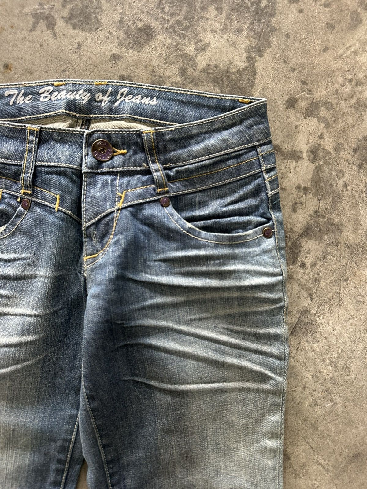 Tornado Mart Yes Zee Whisker Wash Flared Jeans Size 28" / US 6 / IT 42 - 3 Thumbnail