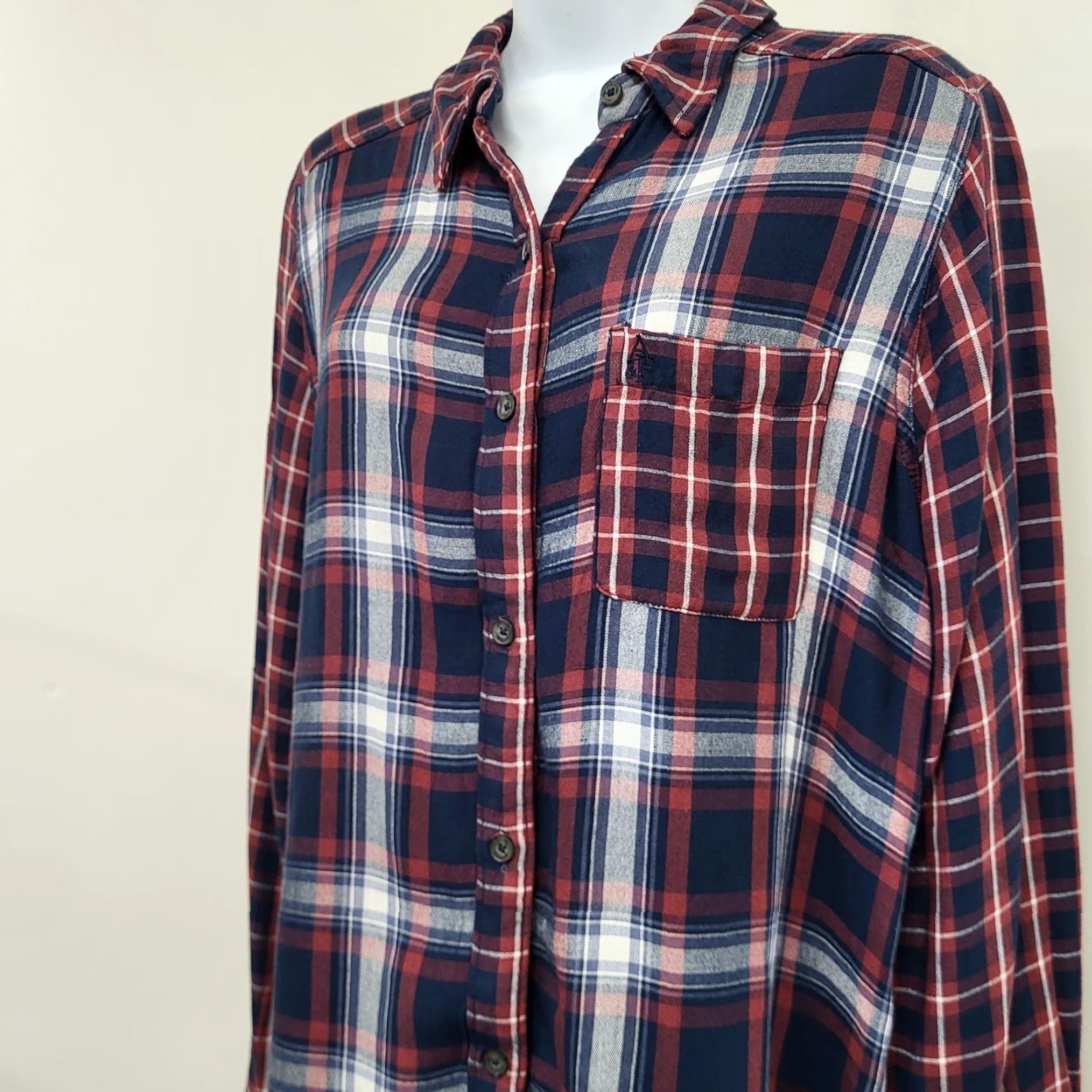 Abercrombie & Fitch Abercrombie & Fitch Button-Up Flannel Women’s L Blue/Red A&F Collection Shirt Casual Size L / US 10 / IT 46 - 4 Thumbnail